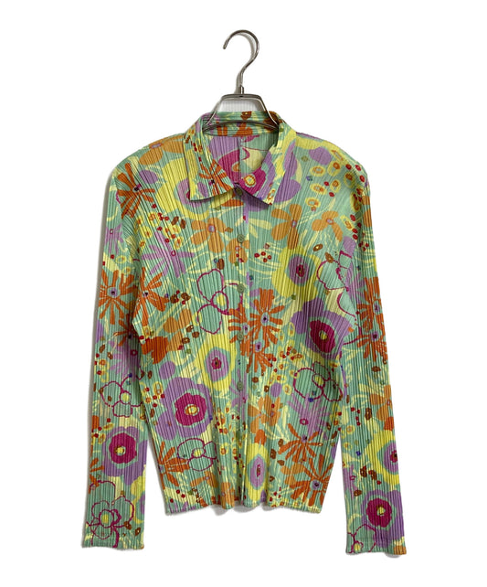 [Pre-owned] PLEATS PLEASE Pleated shirt with all-over floral pattern Spring 2015 PP51-JJ942