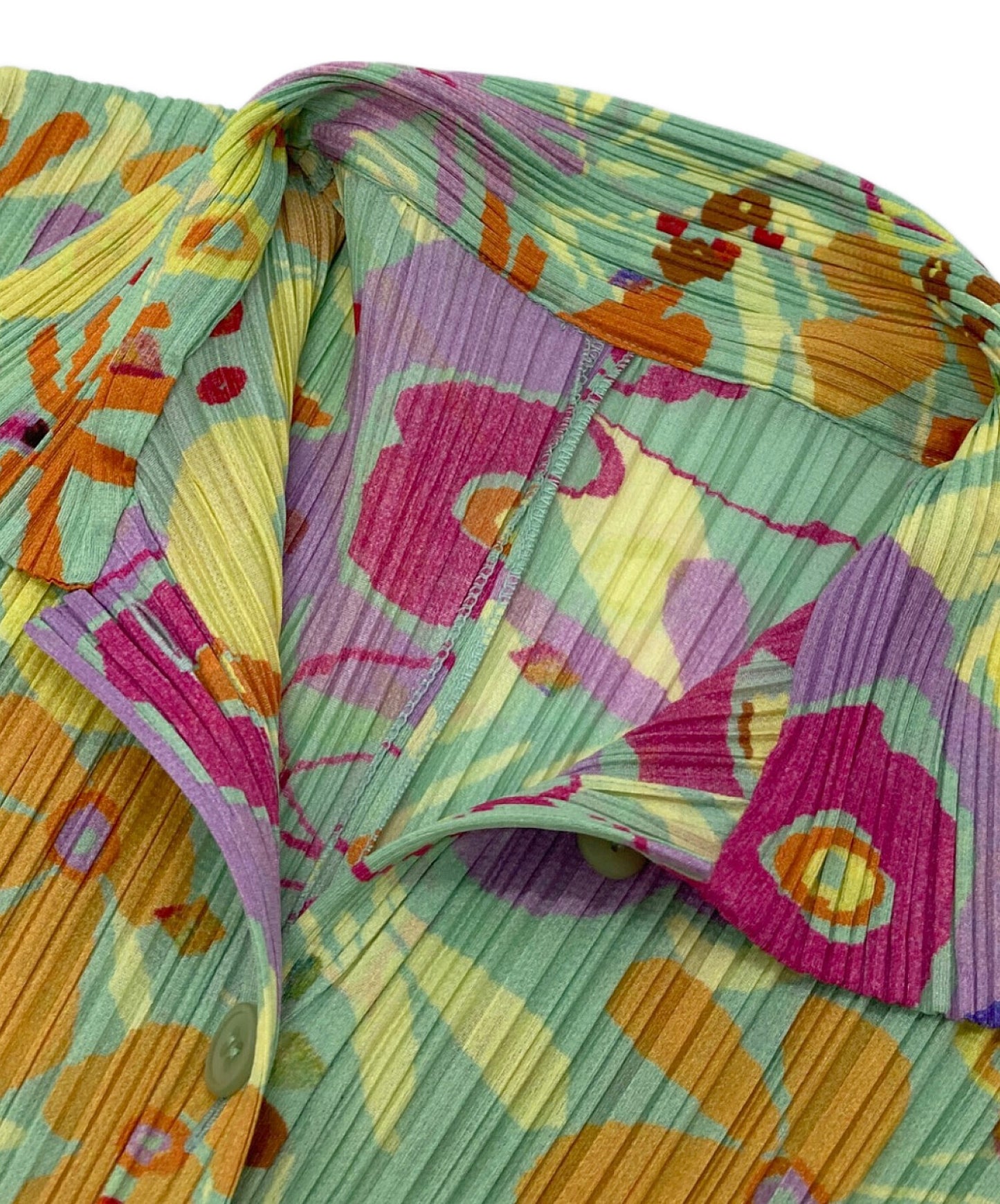 [Pre-owned] PLEATS PLEASE Pleated shirt with all-over floral pattern Spring 2015 PP51-JJ942