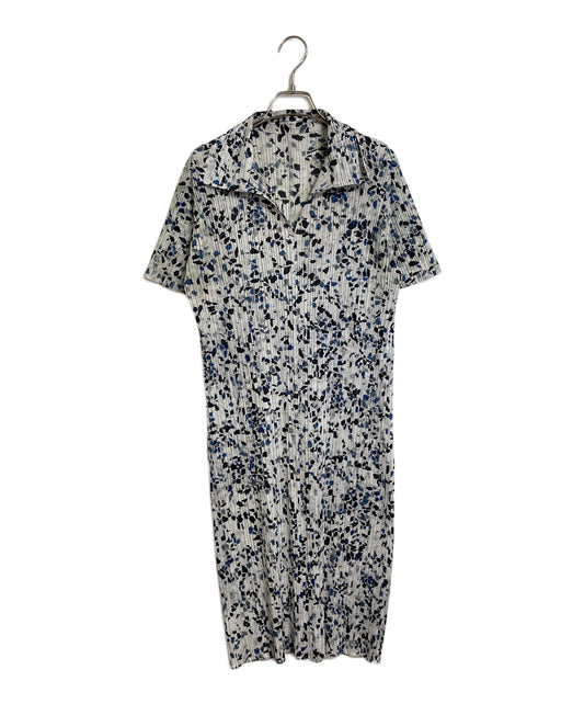 [Pre-owned] PLEATS PLEASE Short-sleeved pleated dress with all-over collar, made in Japan PP01-JH225