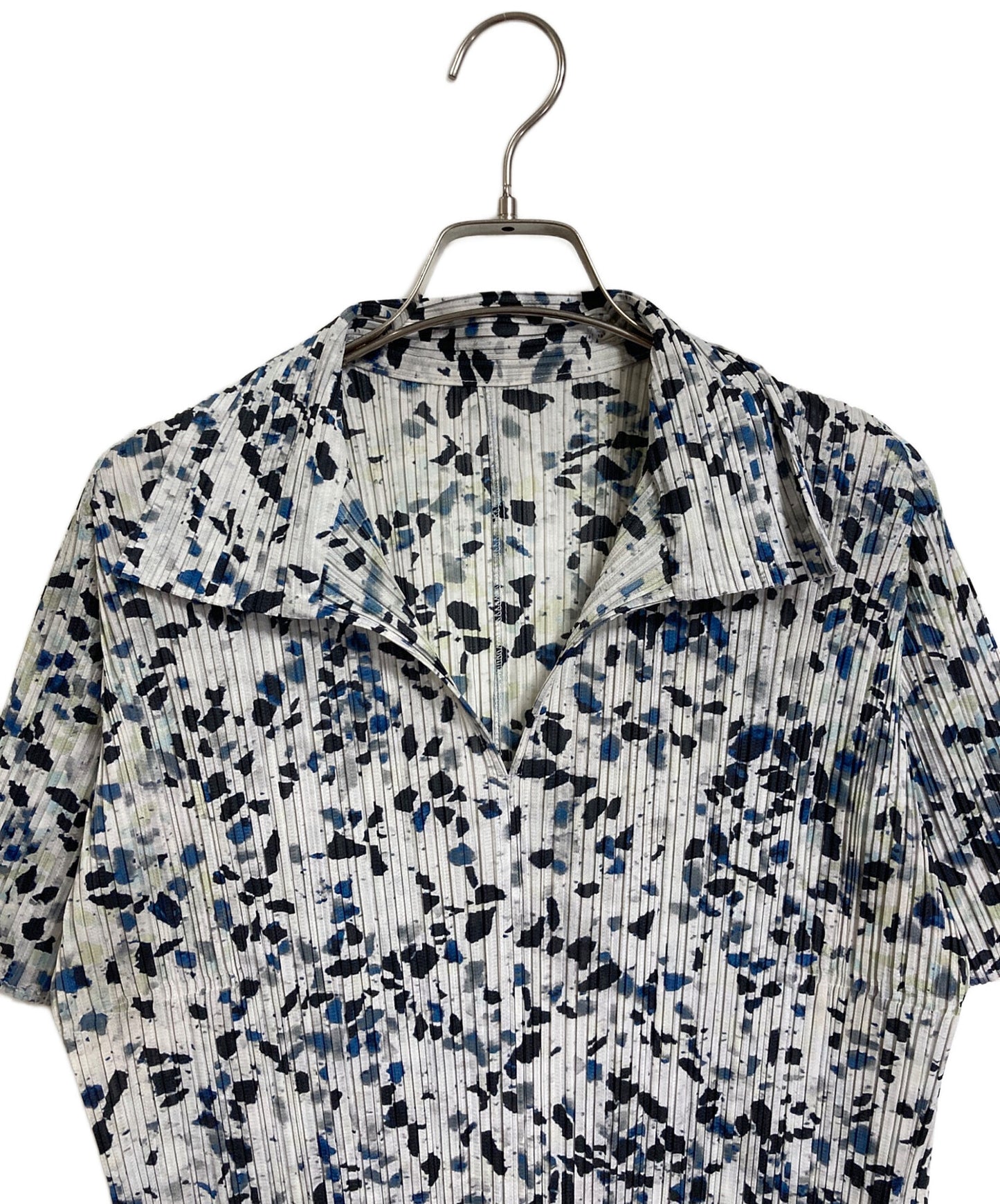 [Pre-owned] PLEATS PLEASE Short-sleeved pleated dress with all-over collar, made in Japan PP01-JH225