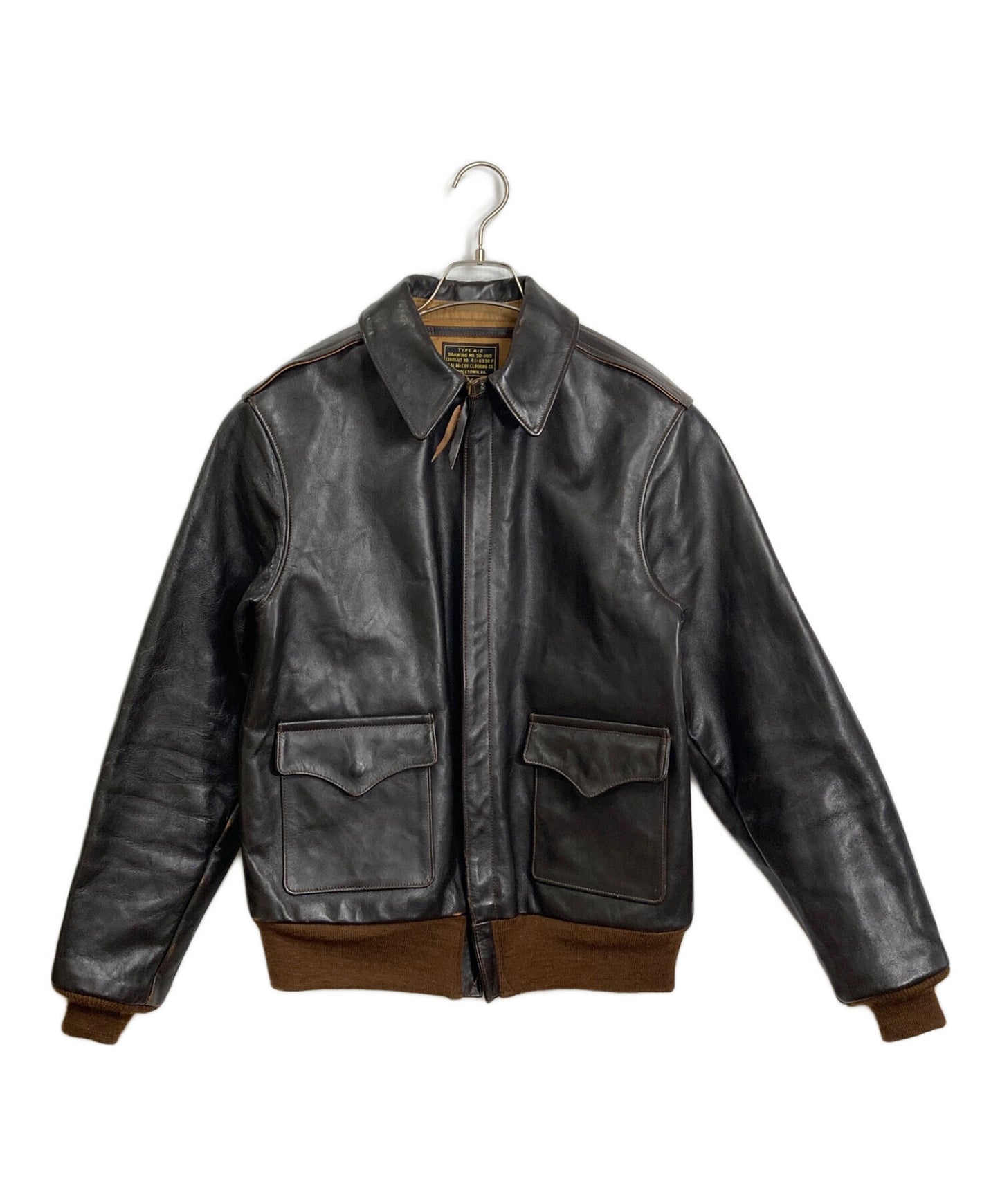 [Pre-owned] THE REAL McCOY'S A-2 Leather Flight Jacket with TALON Zipper, CONTRUCT NO. 41-6330P, Made in Japan  30-1415・CONTRUCT NO. 41-6330P