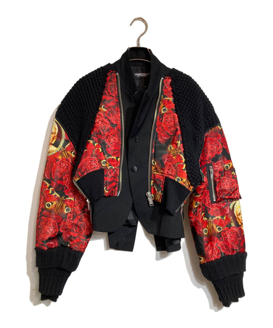 [Pre-owned] UNDERCOVER Rose Print Knit Panel Jacket UC2A1203-1