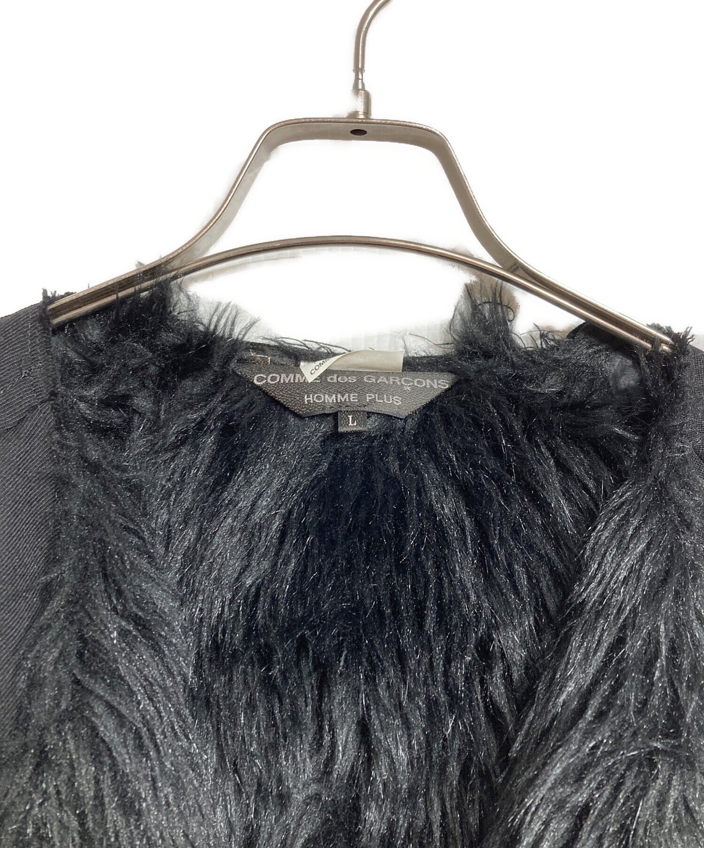 [Pre-owned] COMME des GARCONS HOMME PLUS Fur-trimmed collarless trench coat PL-C005