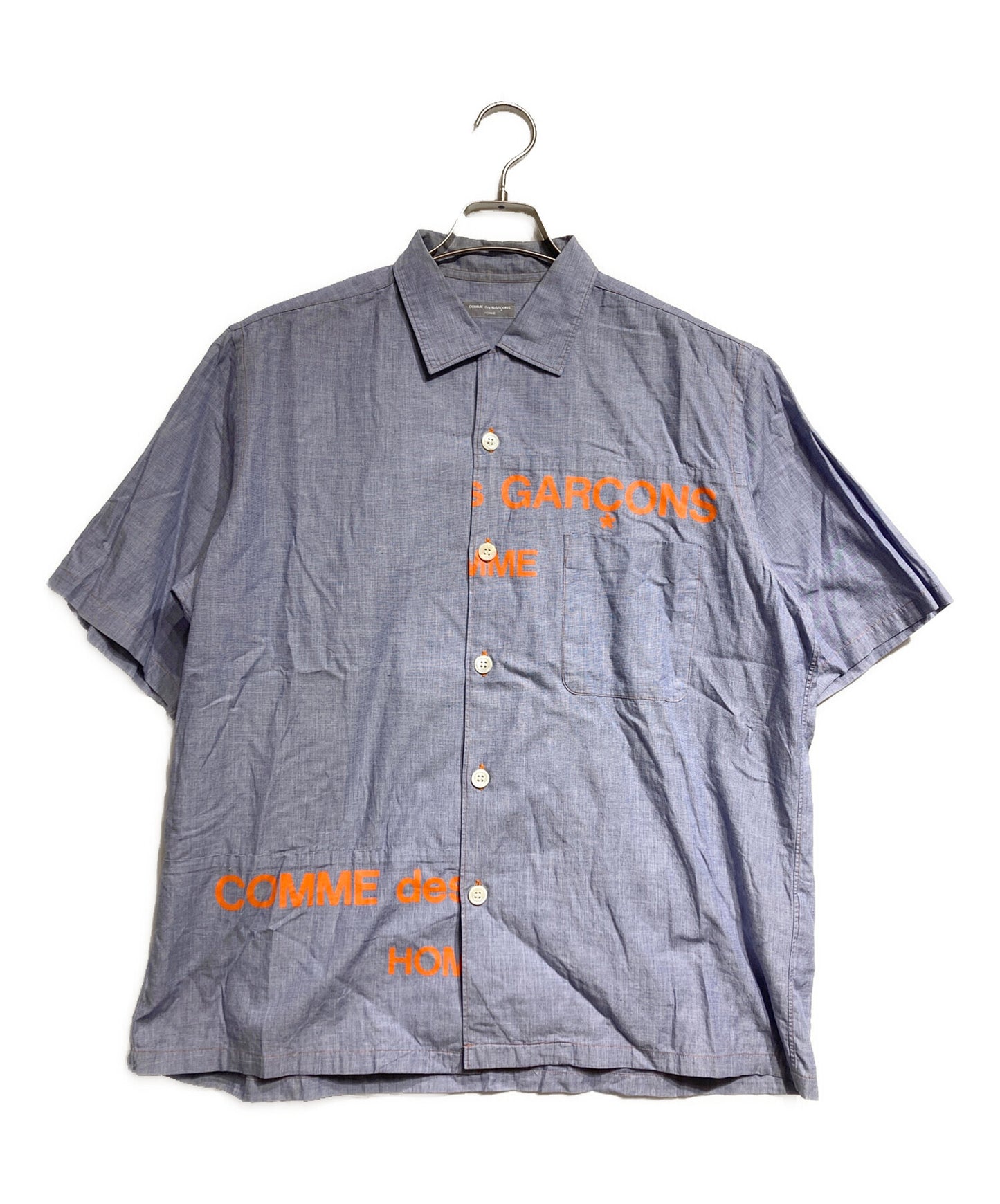[Pre-owned] COMME des GARCONS HOMME Vintage Split-Offset Logo Open-Collar Shirt HE-B063 HE-B063