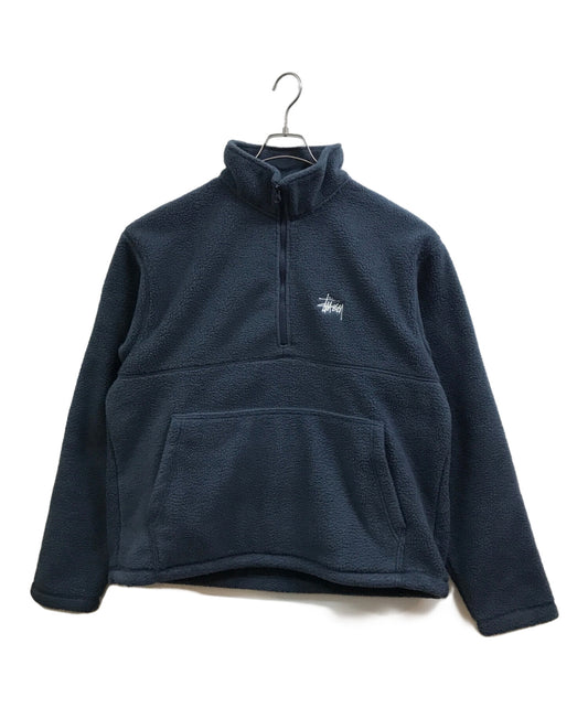 [Pre-owned] stussy Embroidered Logo Half Zip Boa Fleece