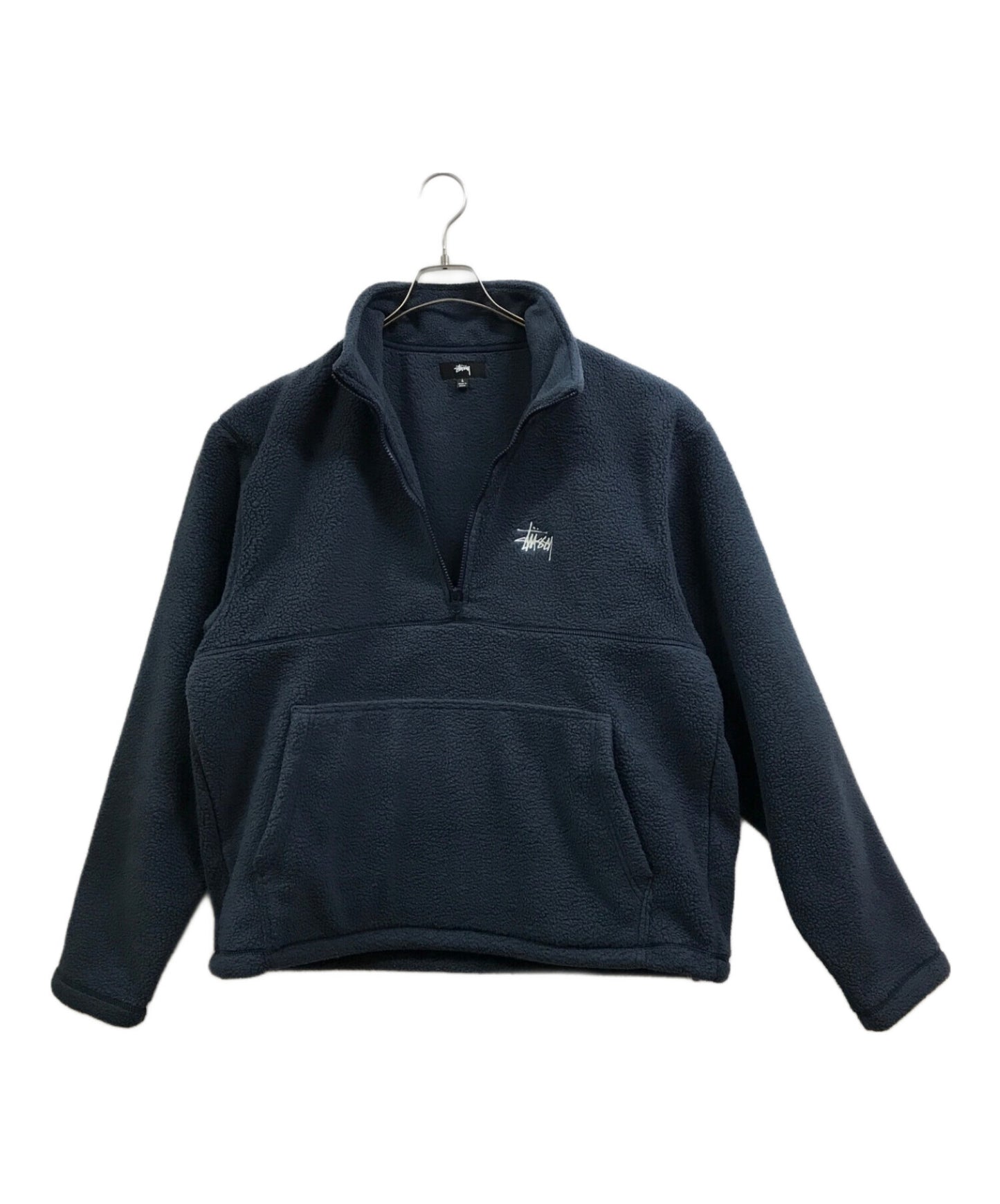 [Pre-owned] stussy Embroidered Logo Half Zip Boa Fleece