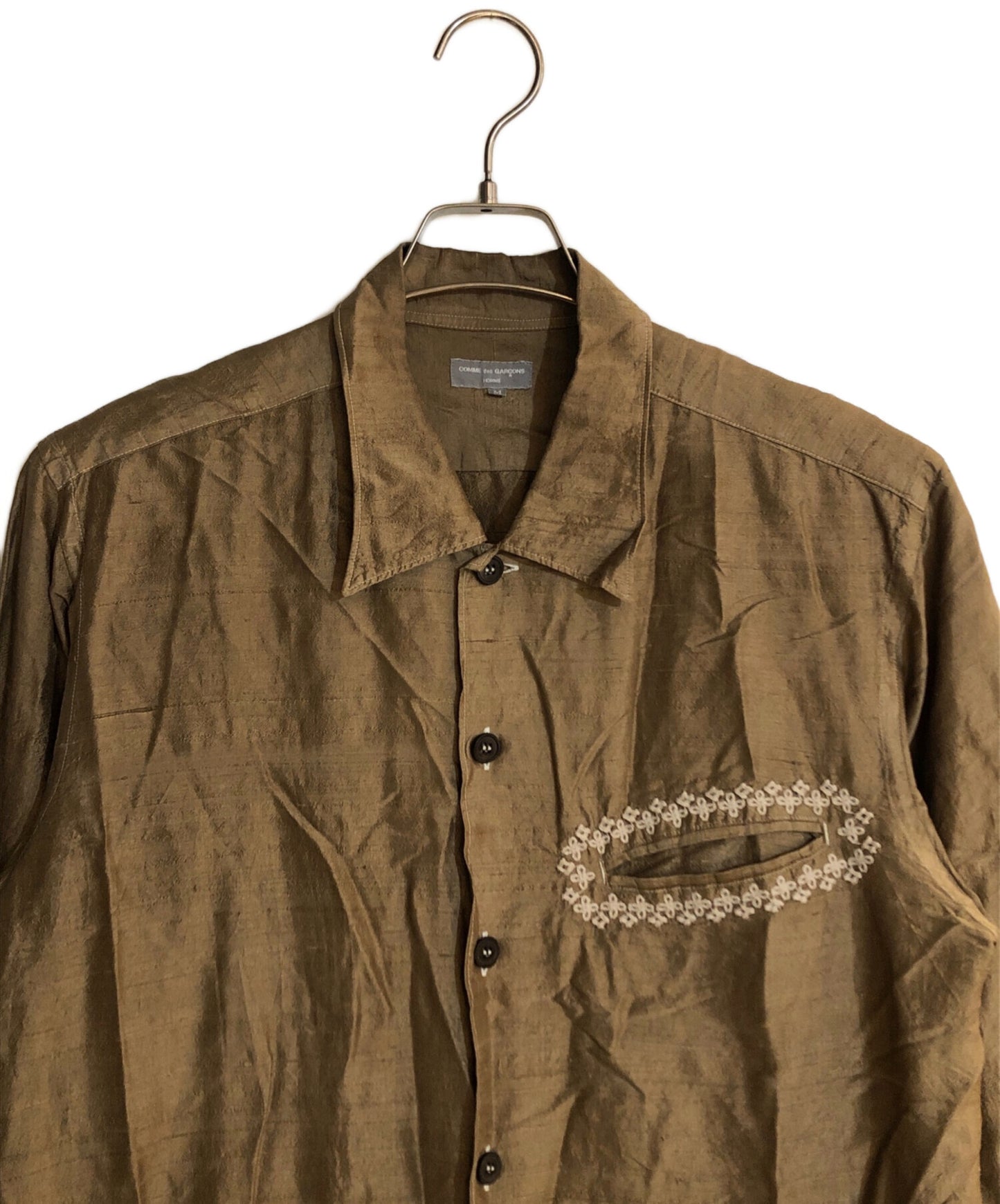 [Pre-owned] COMME des GARCONS HOMME Embroidered Silk Sleeping Shirt HI-B017 AD2002