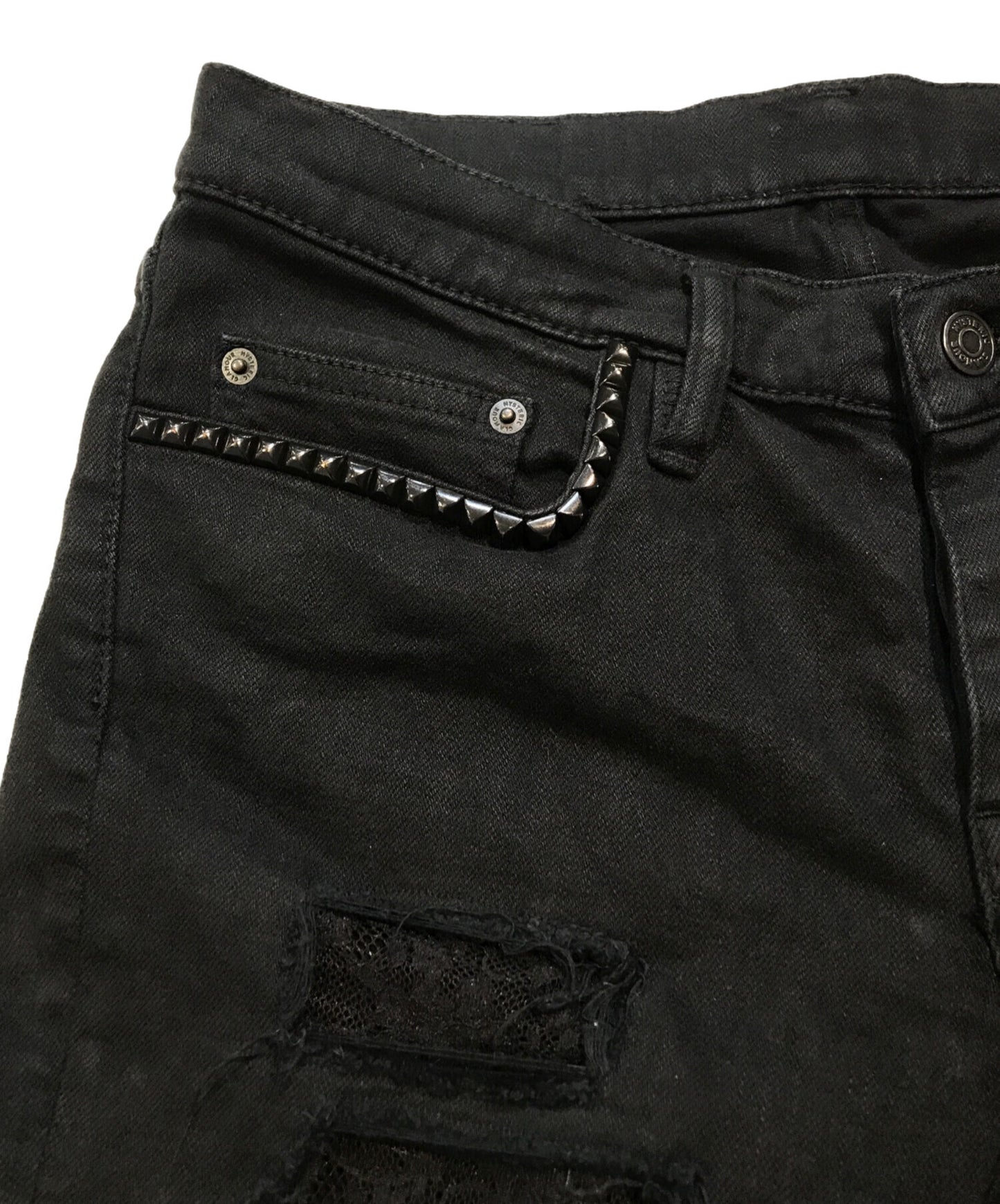 [Pre-owned] Hysteric Glamour Studded Pocket Lace Repair Denim 0104AP05