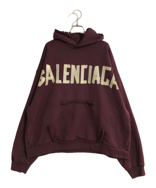 [Pre-owned] BALENCIAGA Ripped Pocket Hoodie/Tape Logo Hoodie Hoodie Vintage finish 744441 tqva9