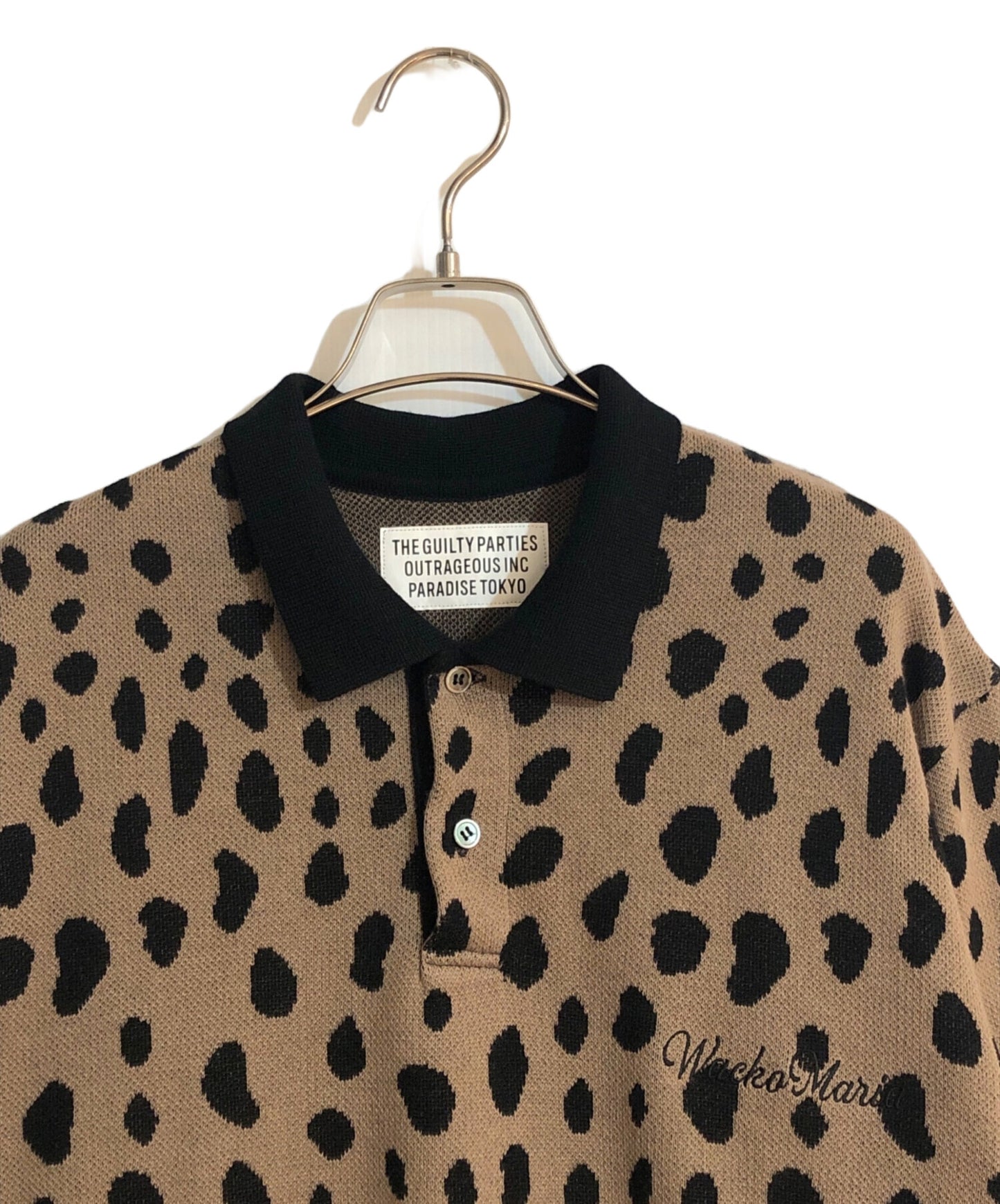 [Pre-owned] WACKO MARIA LEOPARD JACQUARD KNIT POLO SHIRT