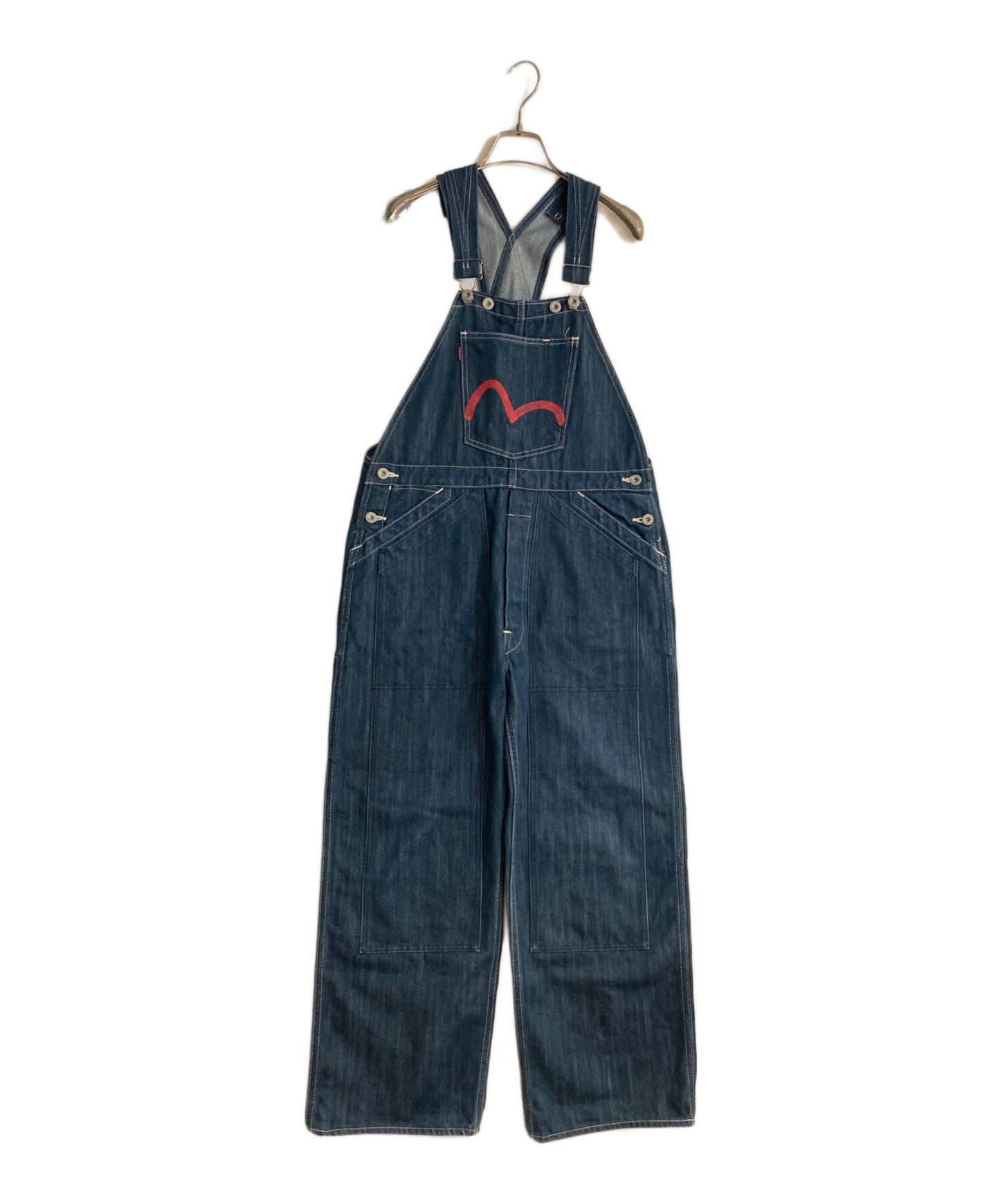 [Pre-owned] EVISU Red Seagull Denim Double Knee Overalls