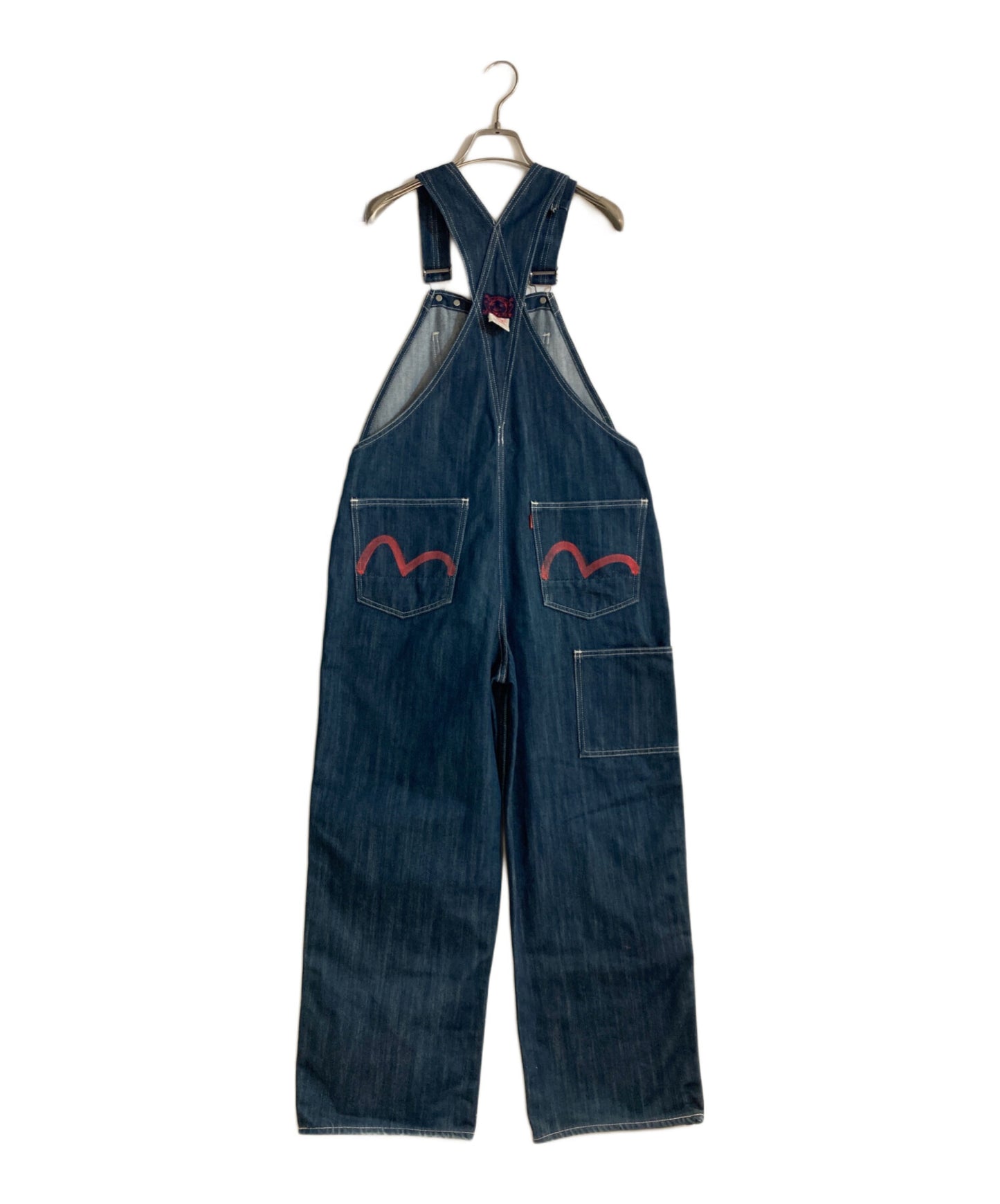 [Pre-owned] EVISU Red Seagull Denim Double Knee Overalls