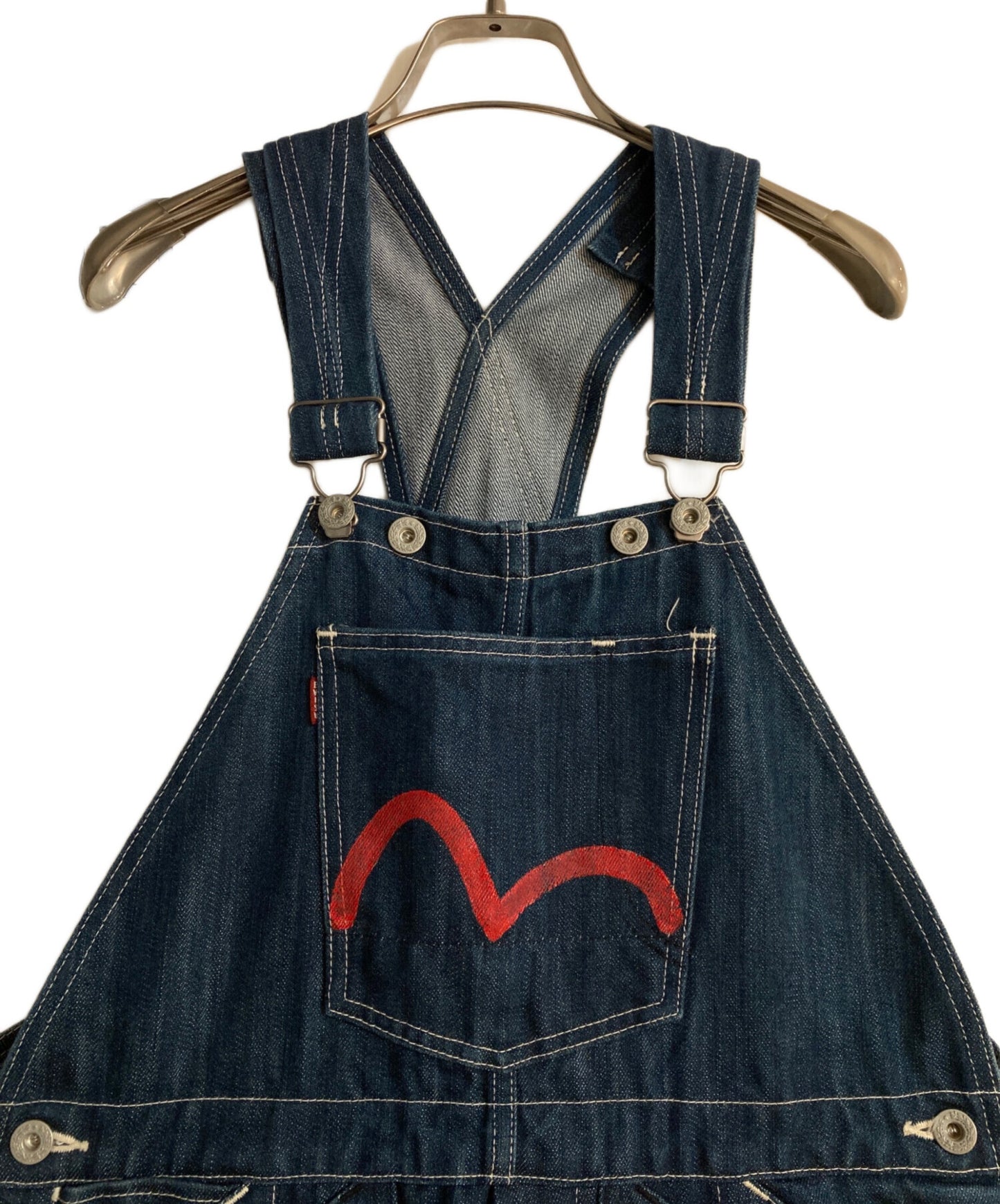[Pre-owned] EVISU Red Seagull Denim Double Knee Overalls