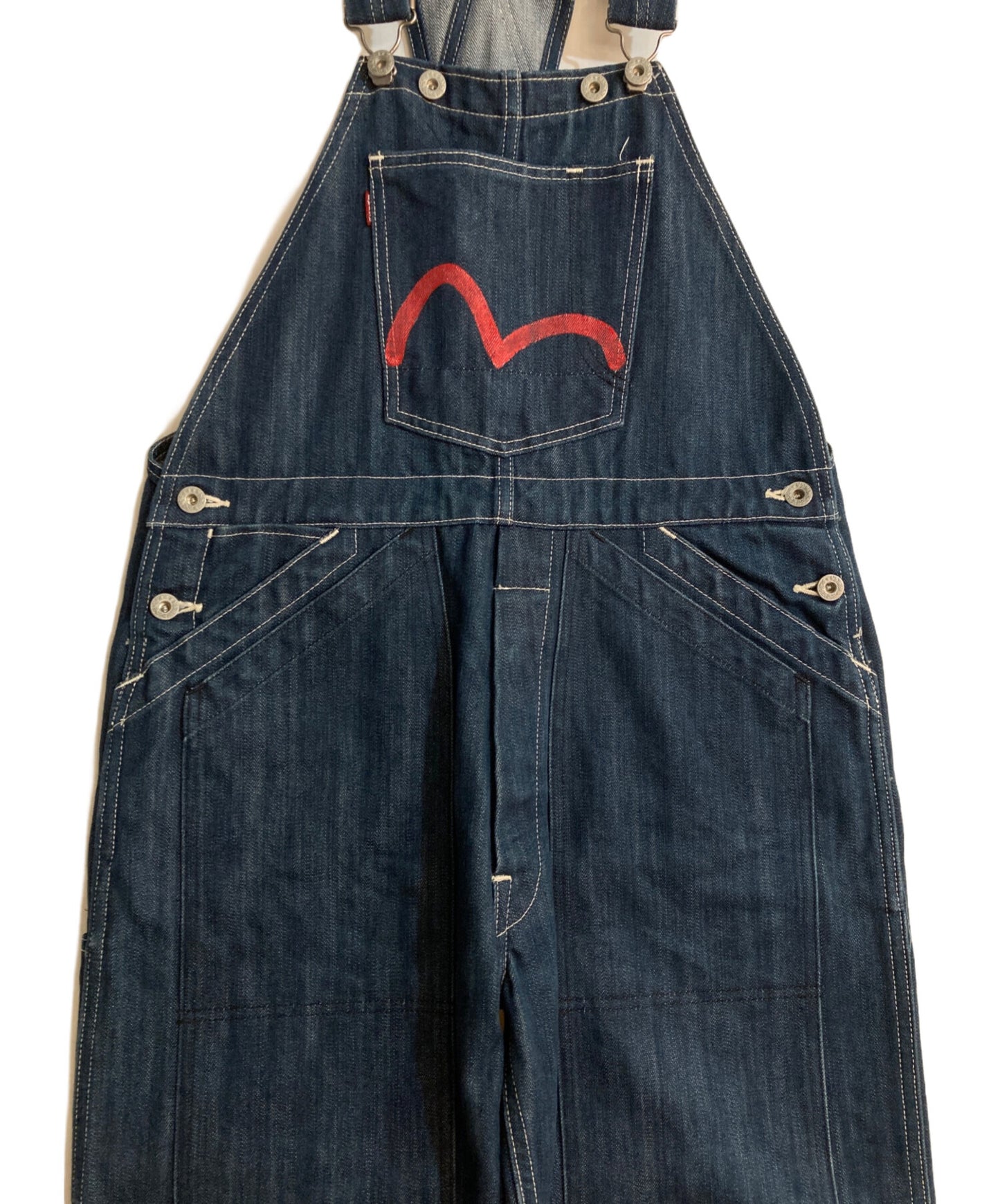 [Pre-owned] EVISU Red Seagull Denim Double Knee Overalls
