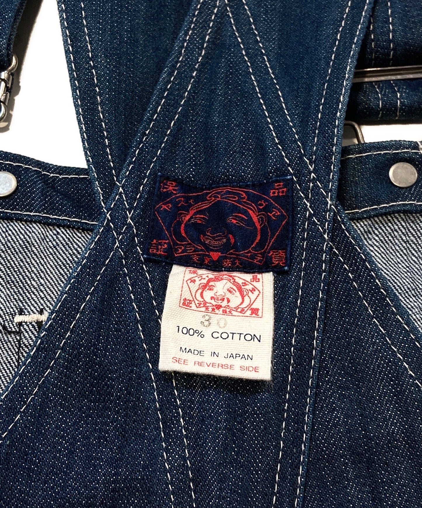 [Pre-owned] EVISU Red Seagull Denim Double Knee Overalls