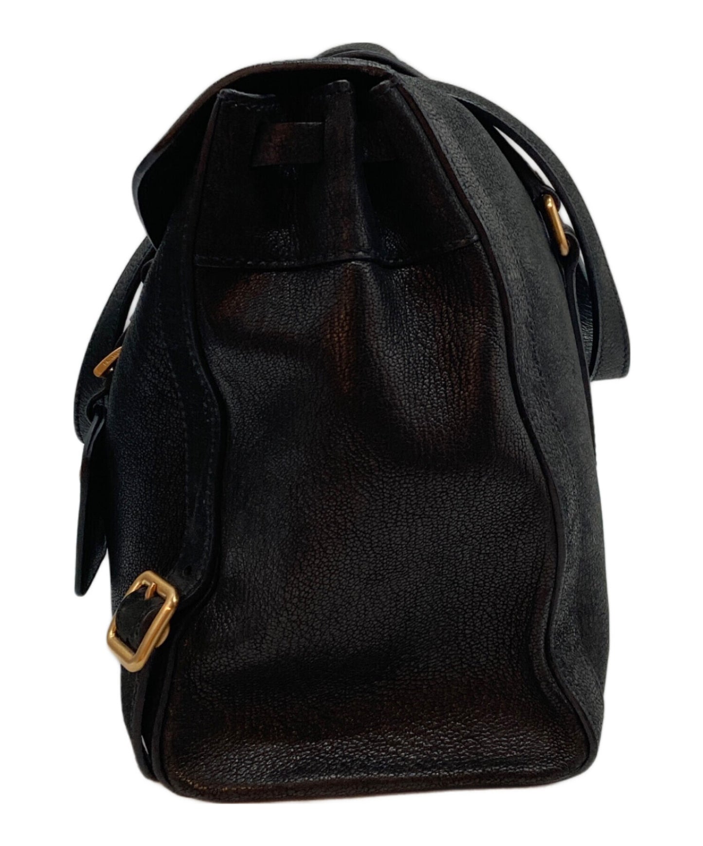 [Pre-owned] PRADA Antique-finished buckle leather bag
