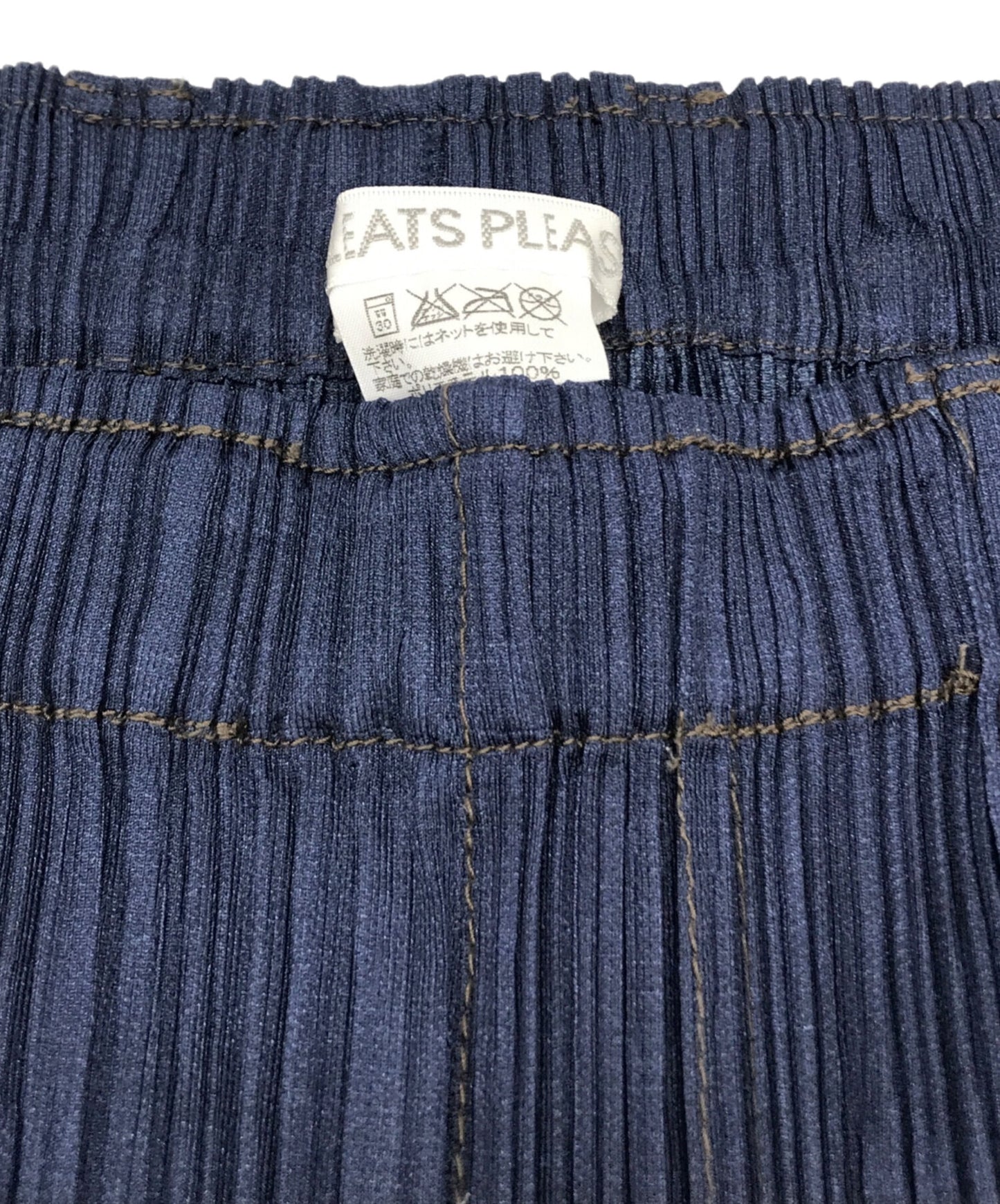 [Pre-owned] PLEATS PLEASE Denim Transfer Pleated Pants PP33-JF723