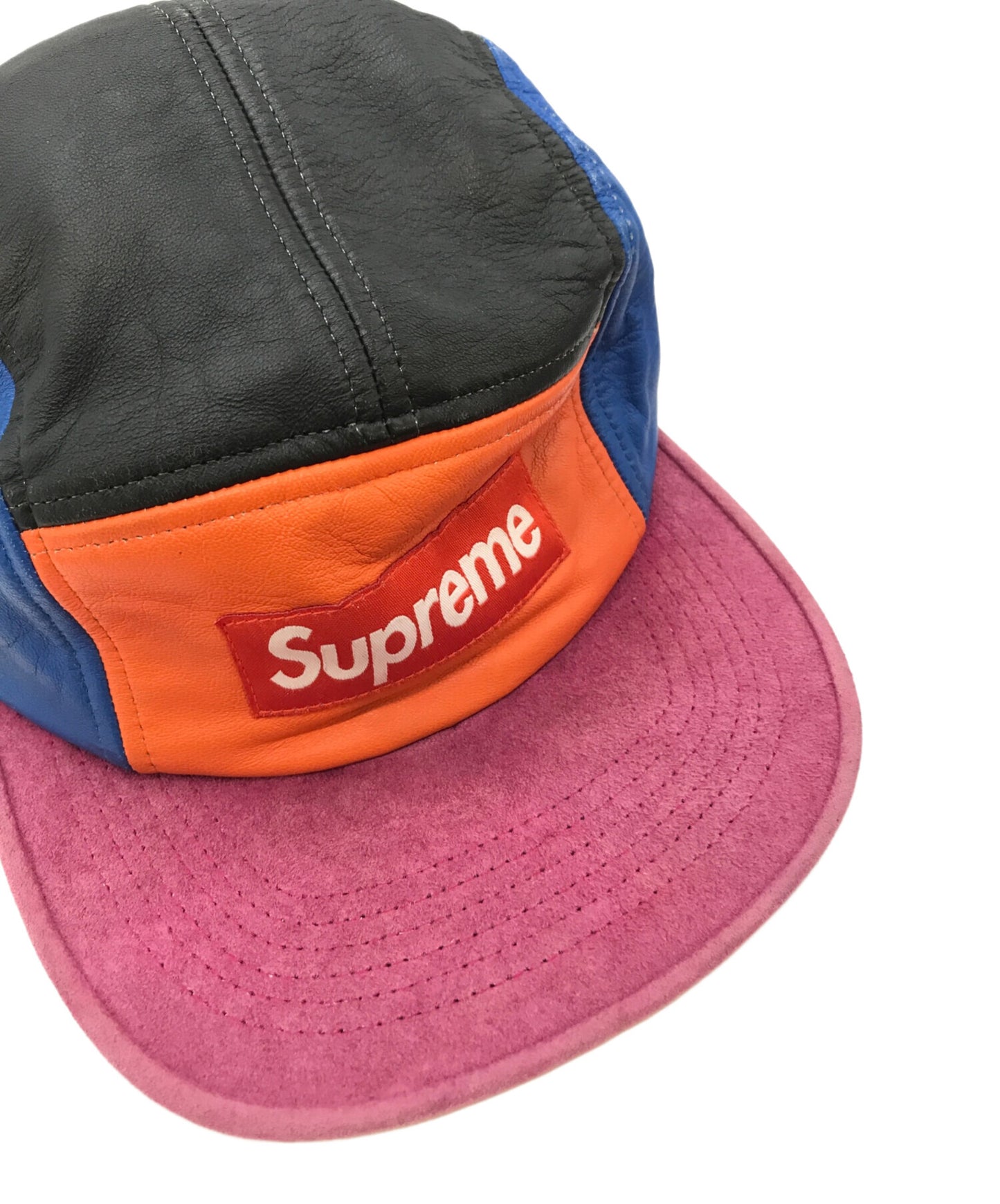 [Pre-owned] SUPREME Leather Suede 5 Panel Box LOgo Camp Jet Cap hat