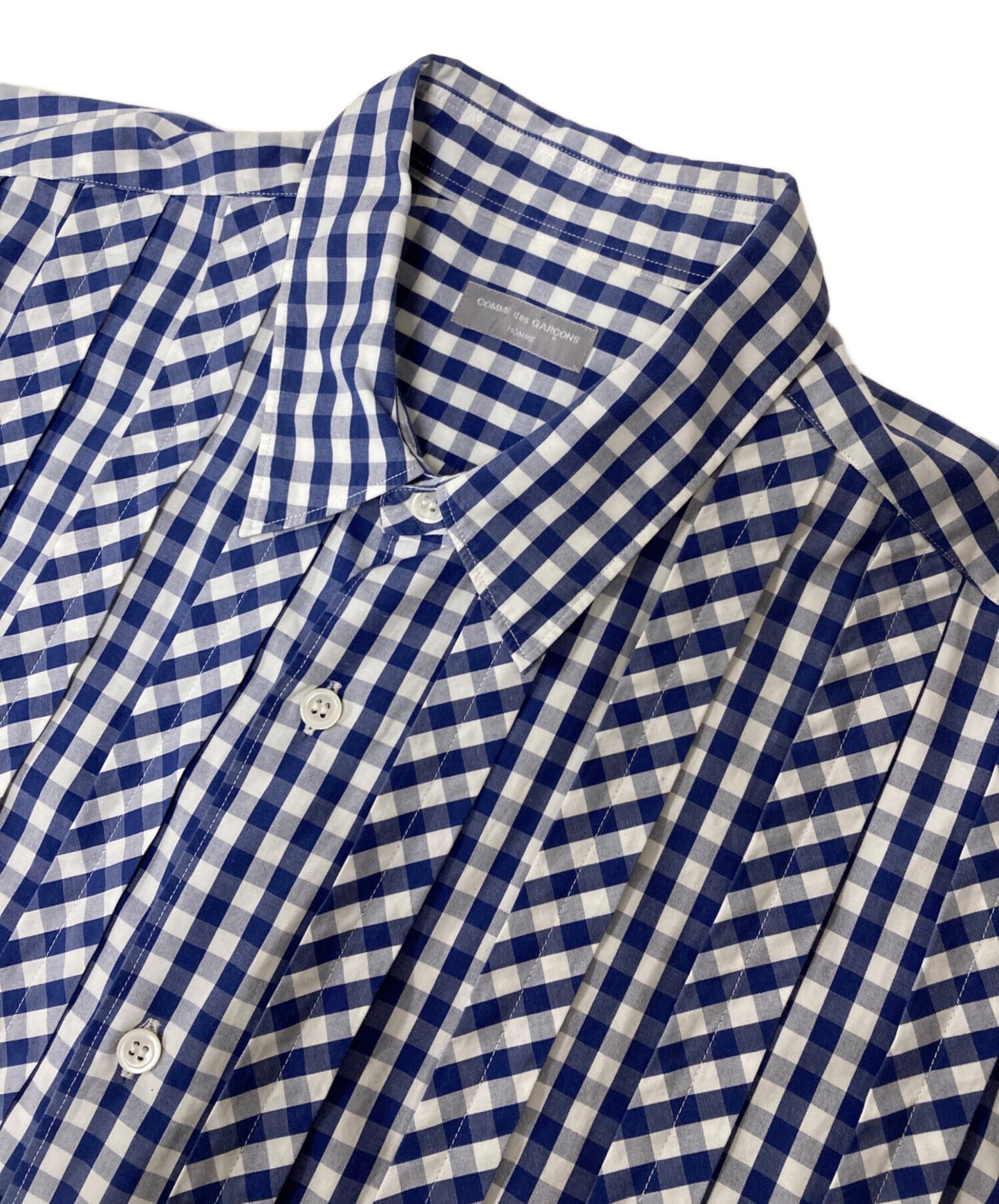 [Pre-owned] COMME des GARCONS HOMME Vintage Gingham Check Pleated S/S Shirt HB-100620