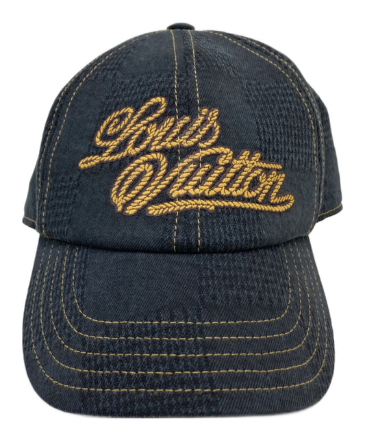 [Pre-owned] LOUIS VUITTON Damier/Black denim cap M7722L
