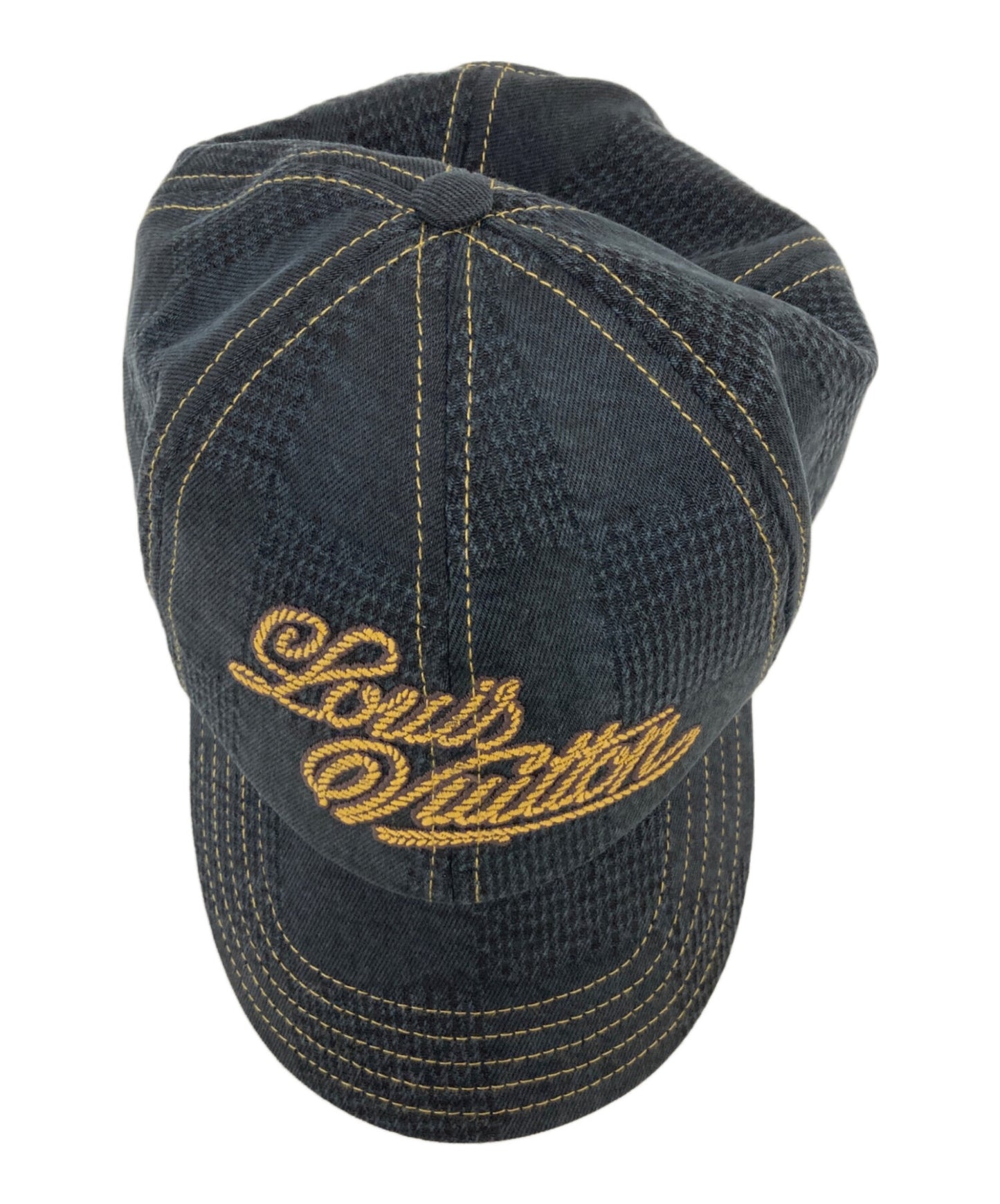 [Pre-owned] LOUIS VUITTON Damier/Black denim cap M7722L