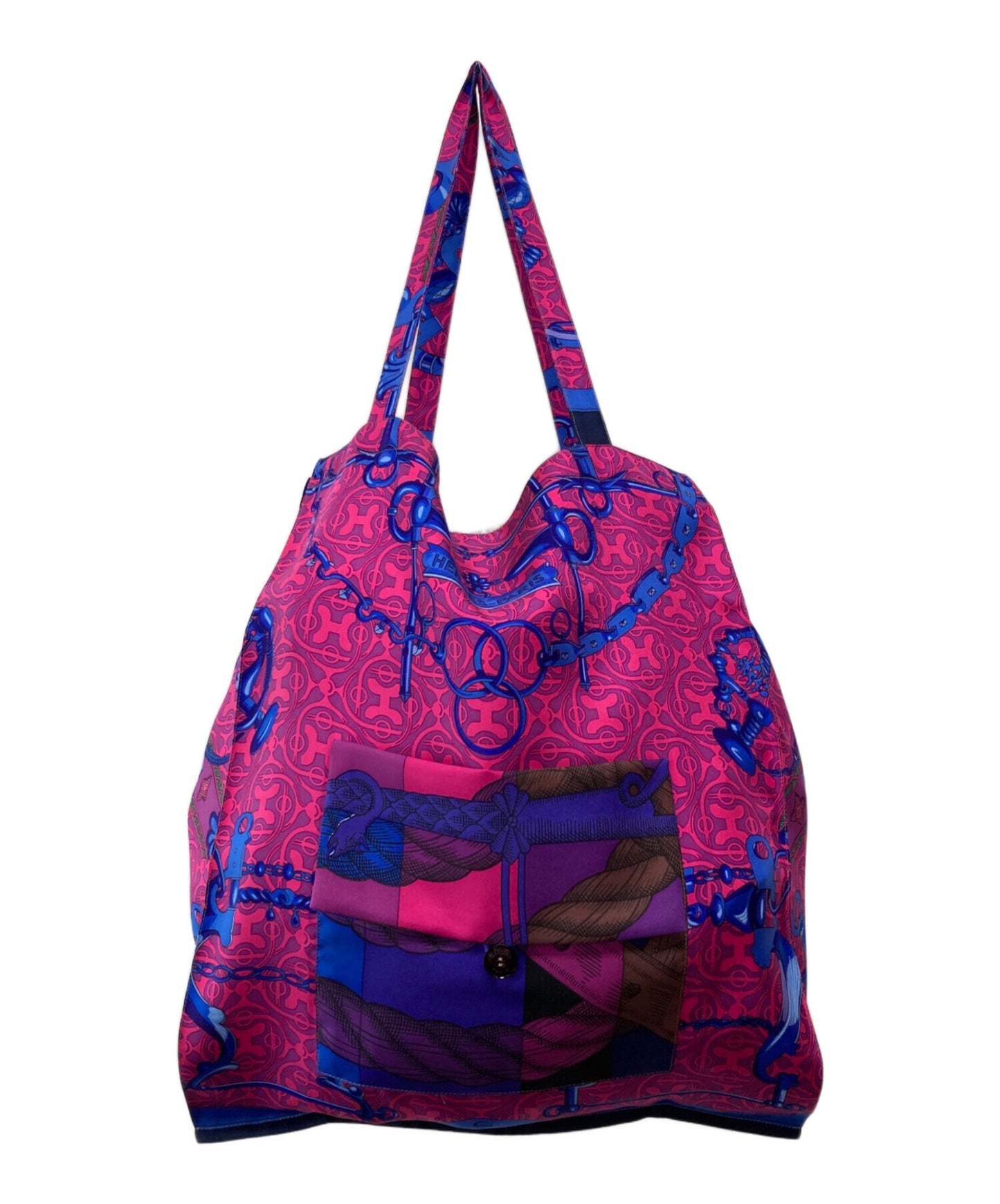 [Pre-owned] HERMES Petite Ash Silk Tote / Della Cavalleria