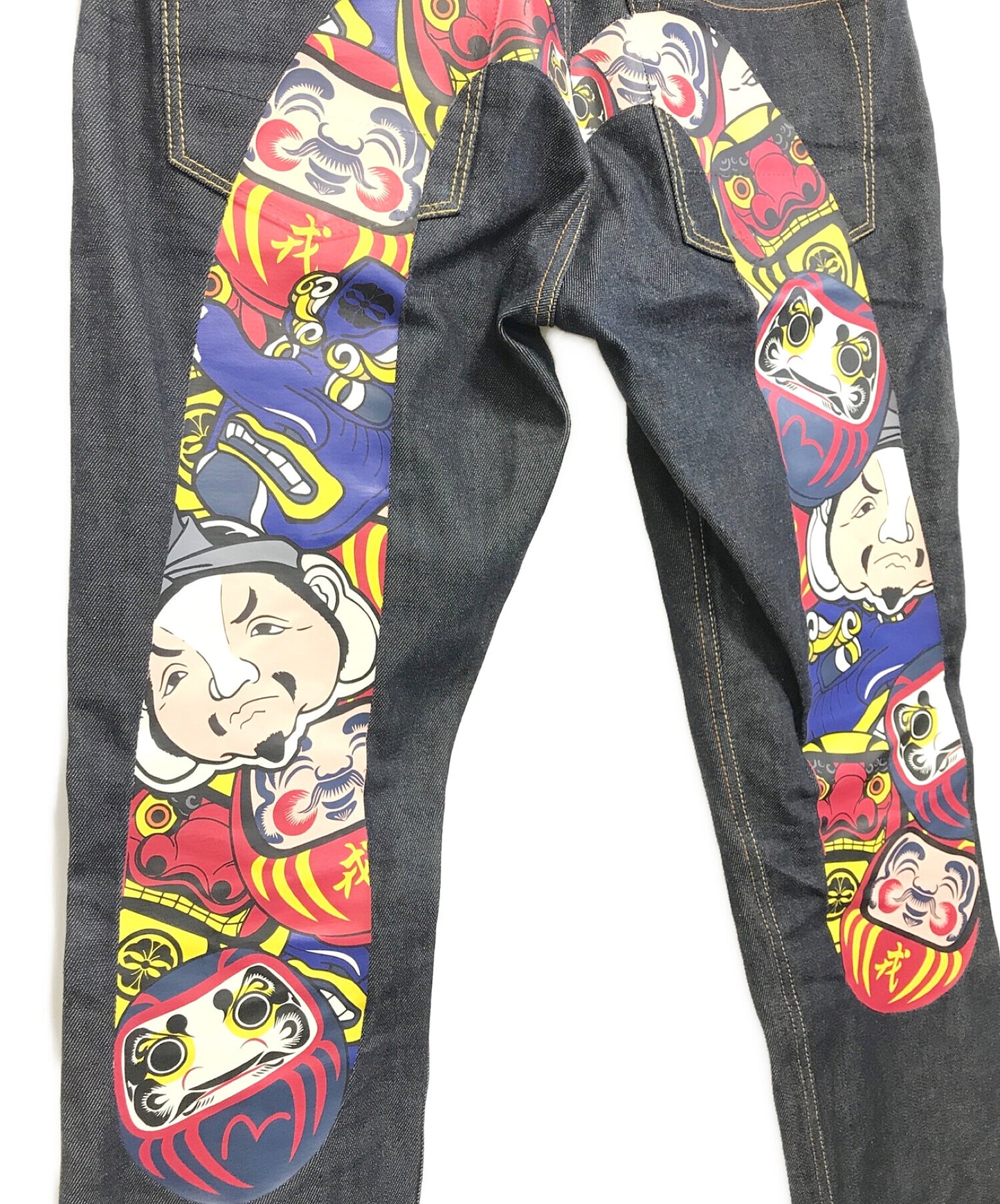 [Pre-owned] EVISU Carrot-fit Denim Jeans with Allover Daruma Daicock Print