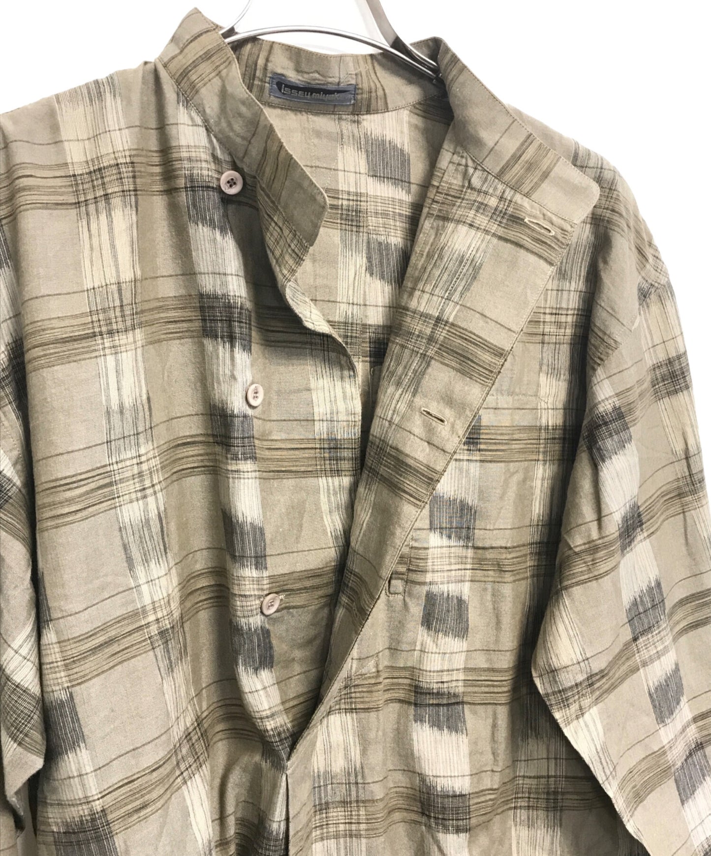 [Pre-owned] ISSEY MIYAKE 80's Stand Collar Check Shirt LG11377