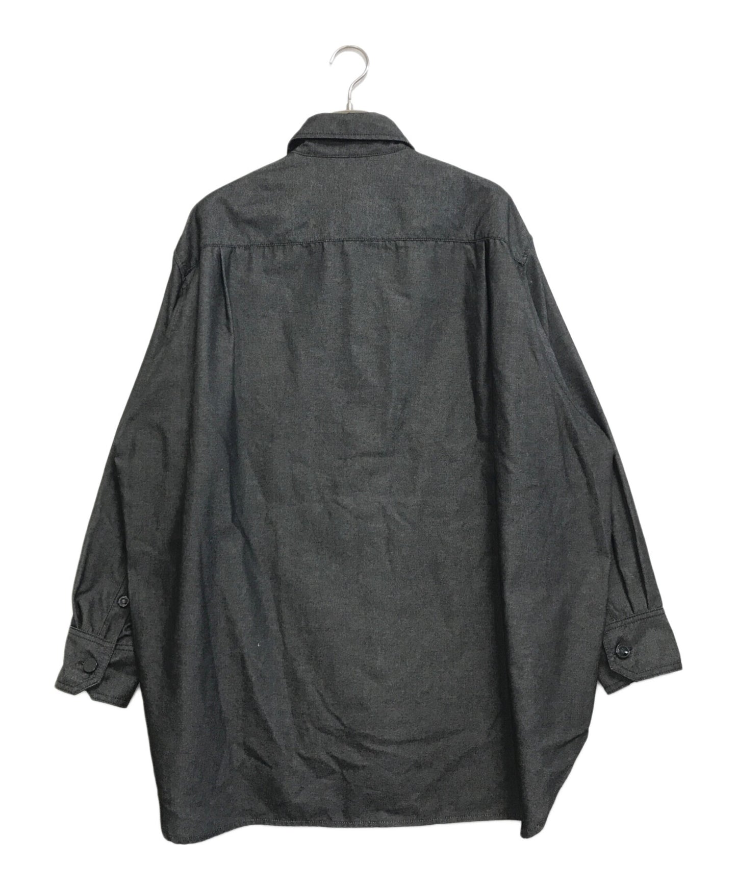 [Pre-owned] RAF SIMONS OVERSIZED DENIM SHIRT WITH LEATHER PATCH 231-M243