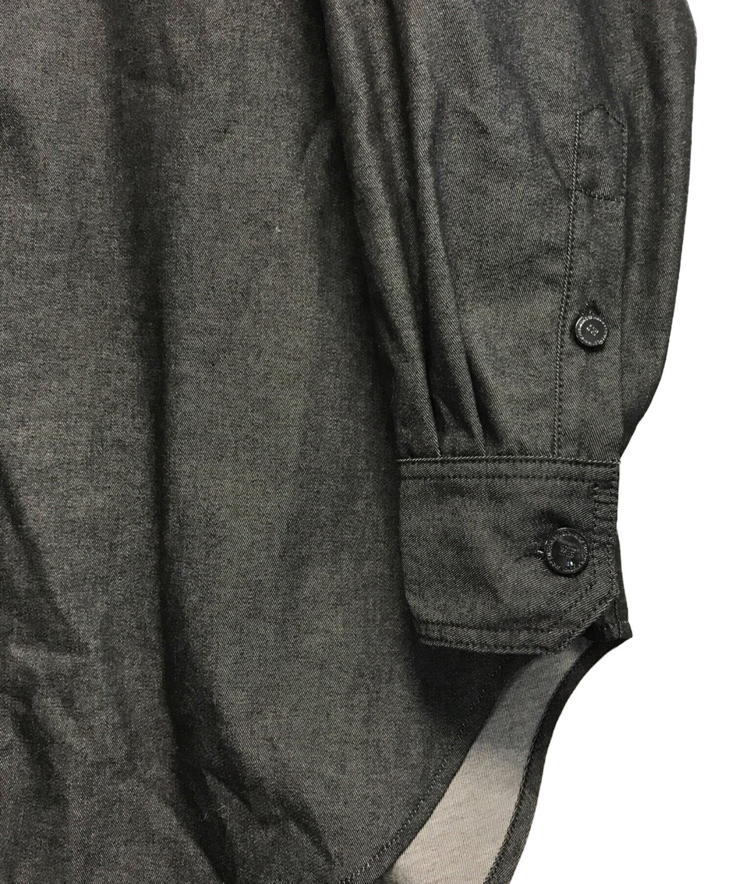 [Pre-owned] RAF SIMONS OVERSIZED DENIM SHIRT WITH LEATHER PATCH 231-M243