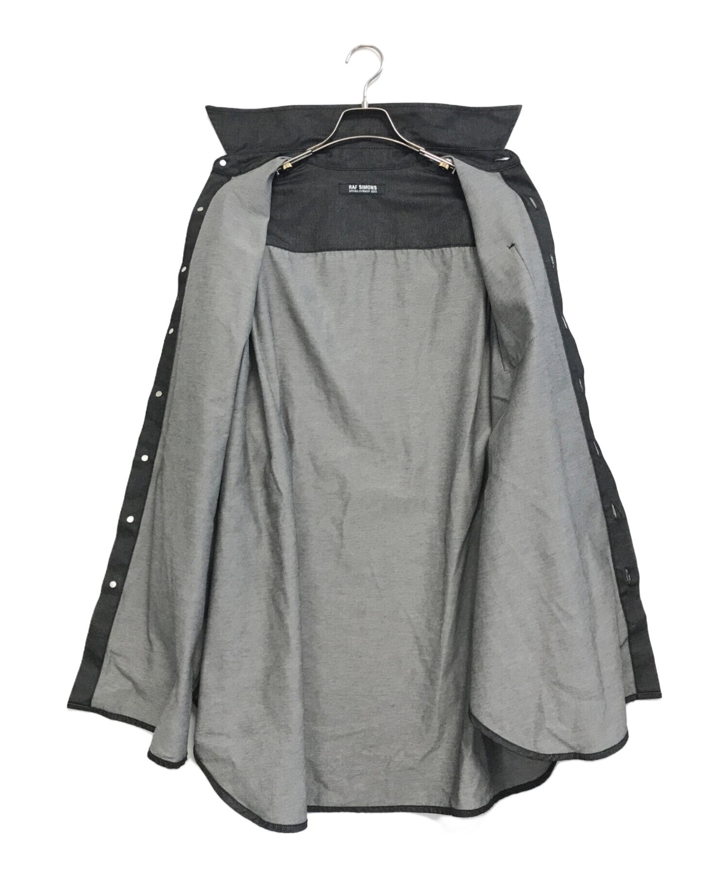 [Pre-owned] RAF SIMONS OVERSIZED DENIM SHIRT WITH LEATHER PATCH 231-M243