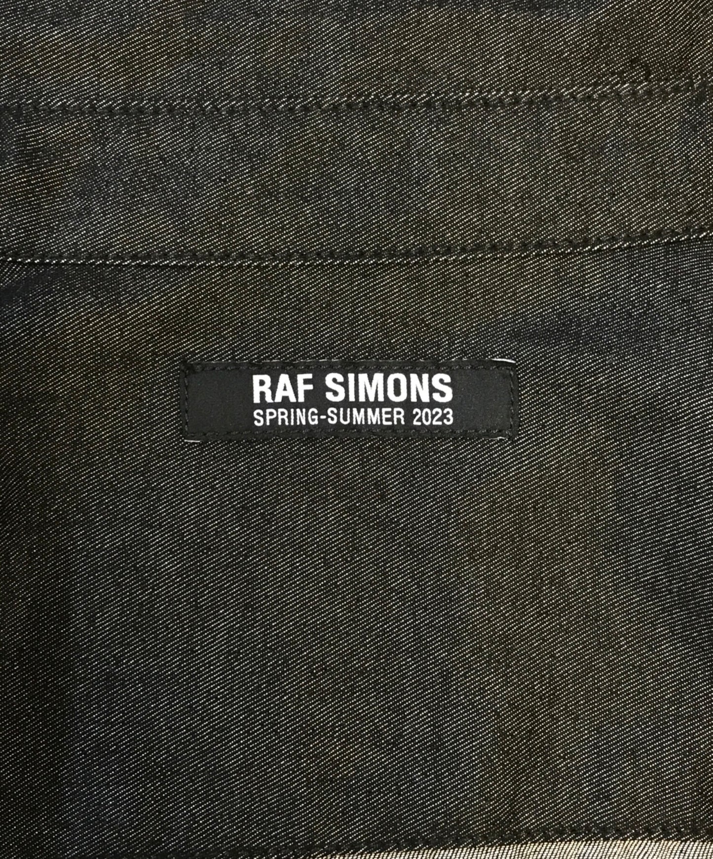 [Pre-owned] RAF SIMONS OVERSIZED DENIM SHIRT WITH LEATHER PATCH 231-M243