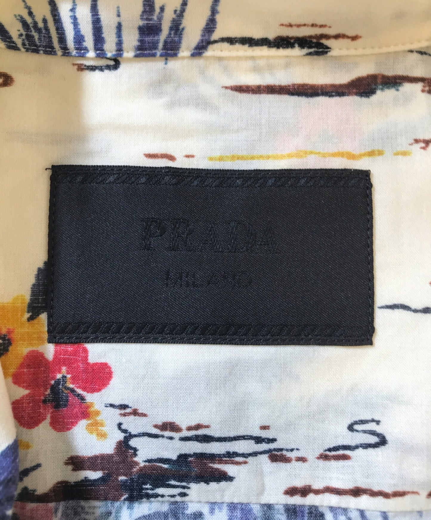 [Pre-owned] PRADA Printed cotton bowling shirt UCS414 SUM0