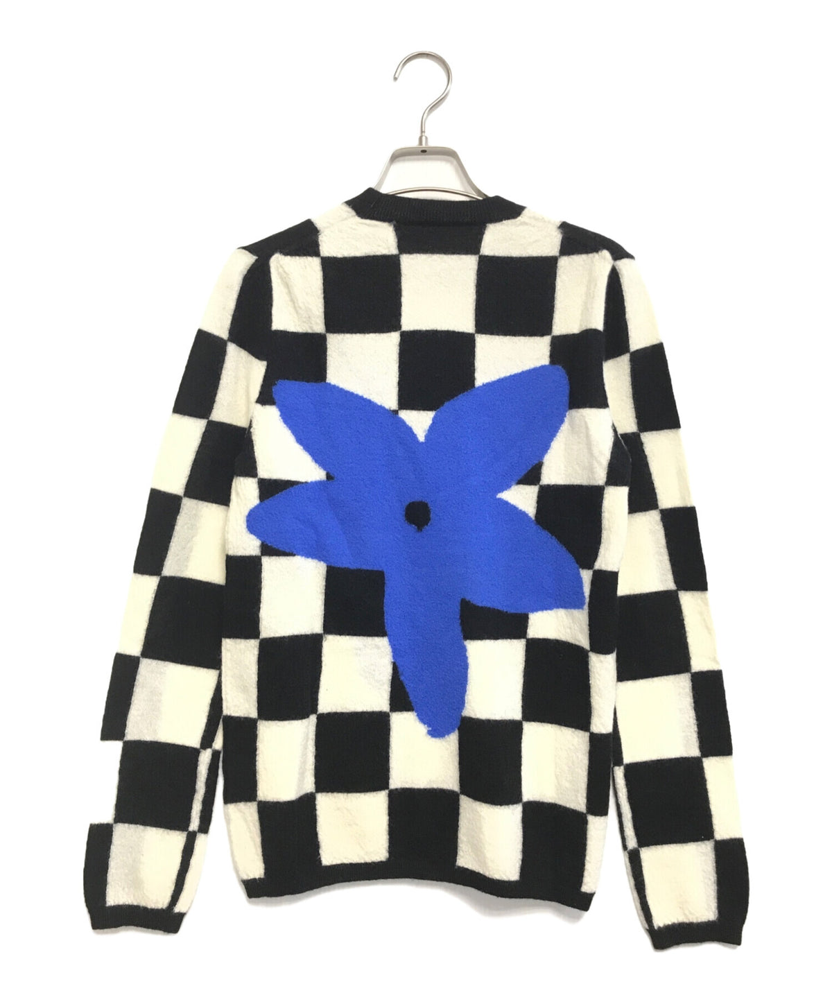 [Pre-owned] COMME des GARCONS Flower Embroidery Check Knit GJ-N005