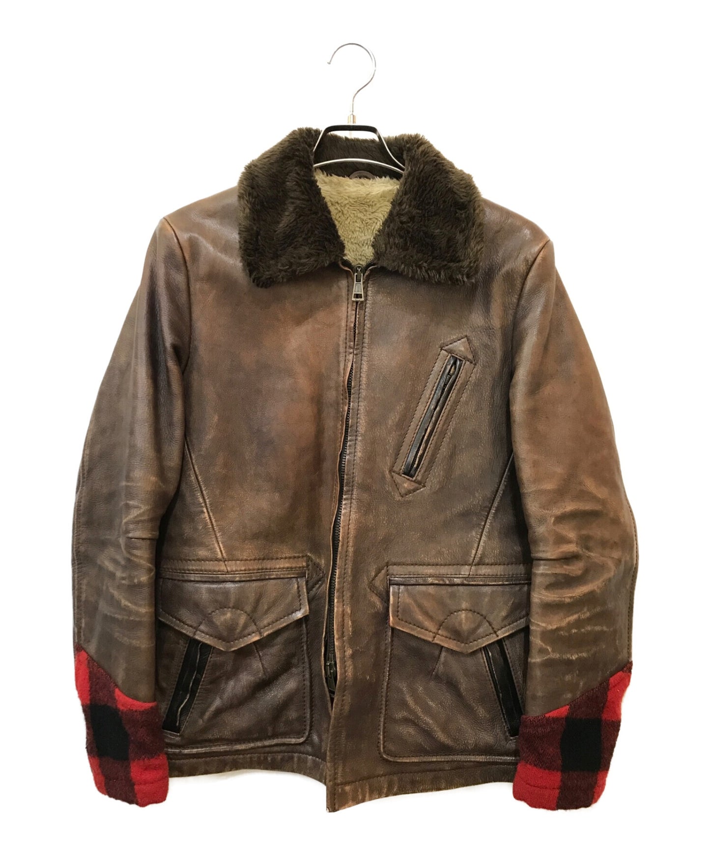 [Pre-owned] NUMBER (N)INE Switching Leather Boa Jacket