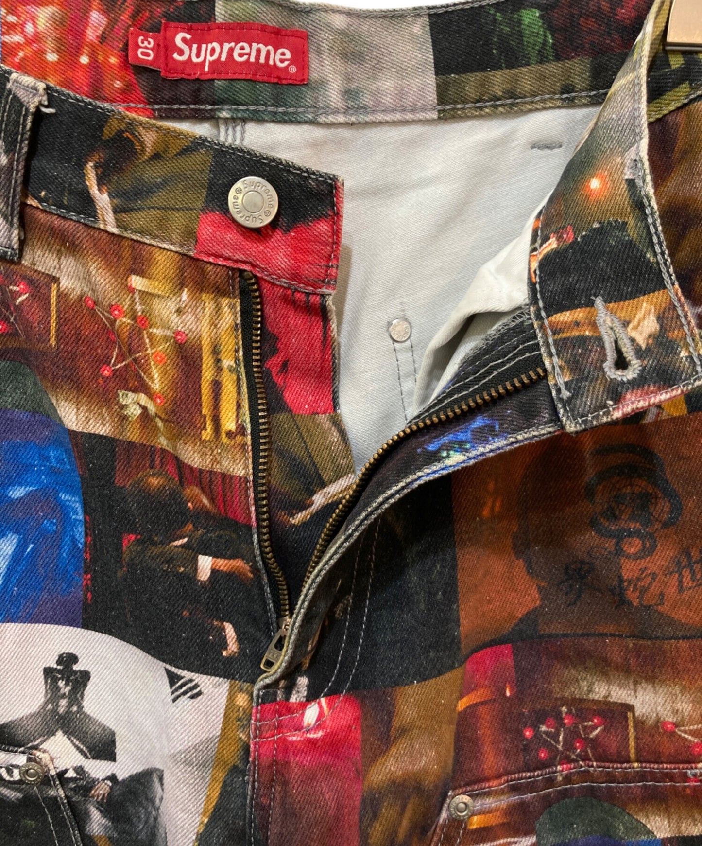 [Pre-owned] SUPREME nas and dmx collage double knee denim