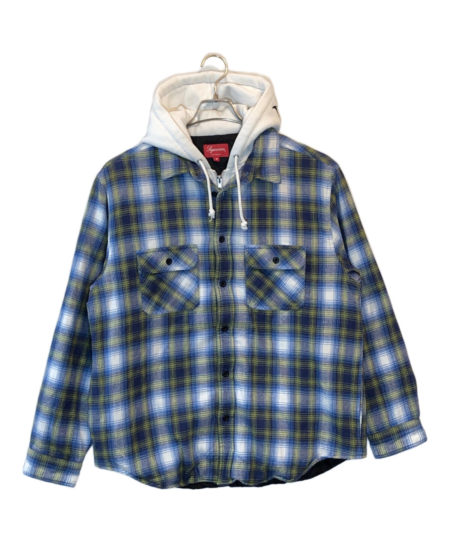 [Pre-owned] SUPREME Hooded Flannel Zip up Shirt