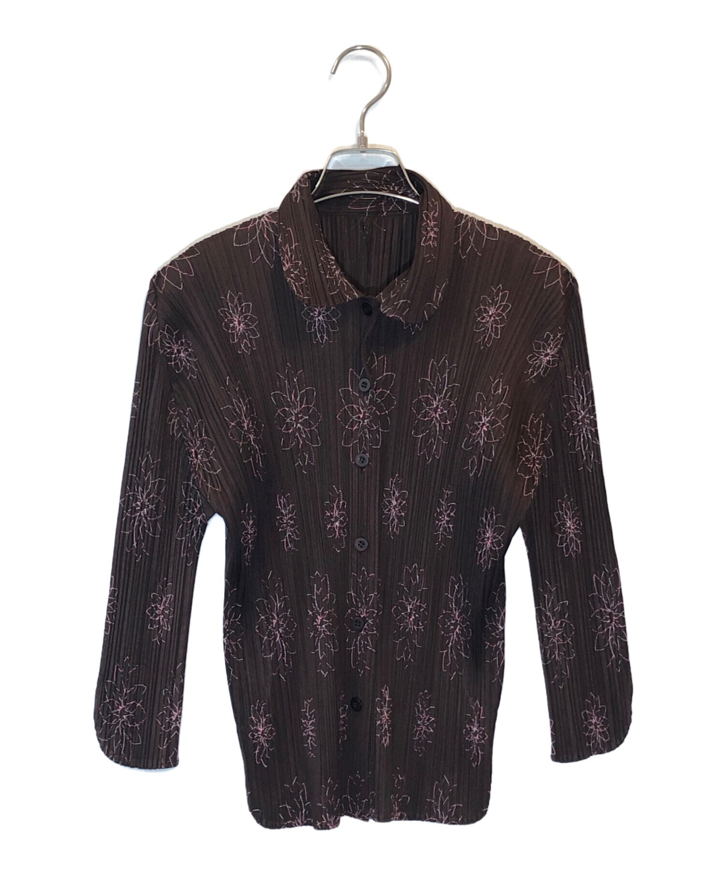 [Pre-owned] PLEATS PLEASE Flower Stitch Pleated Shirt PP51-JJ887
