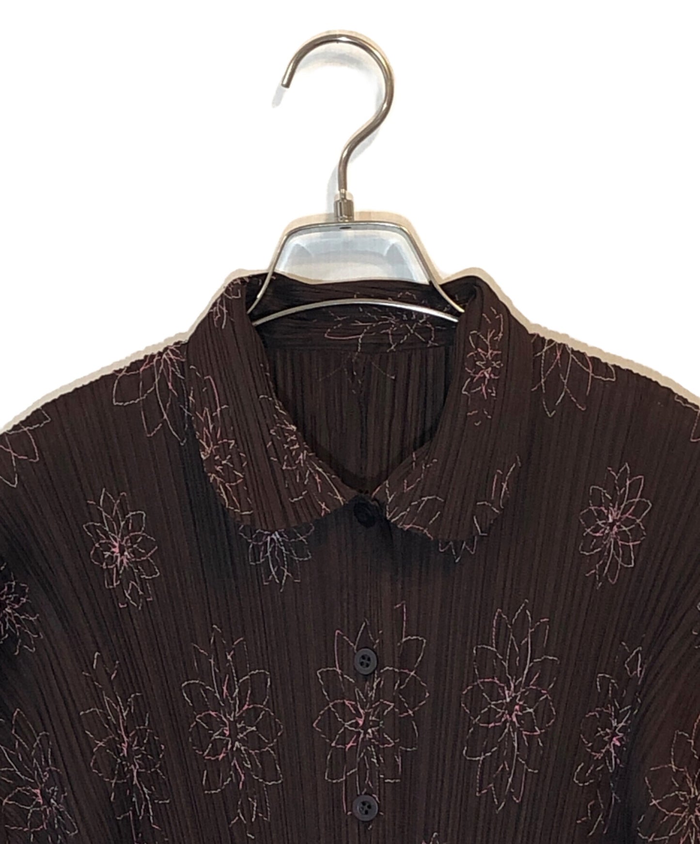 [Pre-owned] PLEATS PLEASE Flower Stitch Pleated Shirt PP51-JJ887