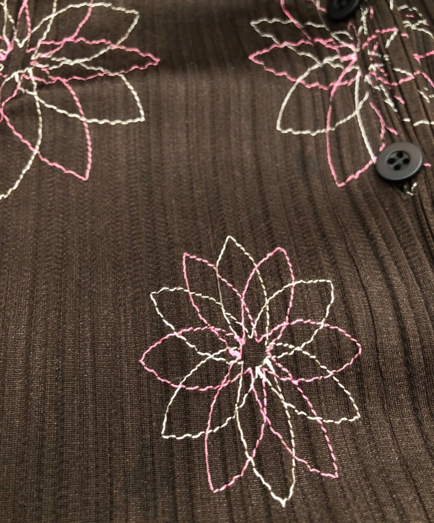 [Pre-owned] PLEATS PLEASE Flower Stitch Pleated Shirt PP51-JJ887