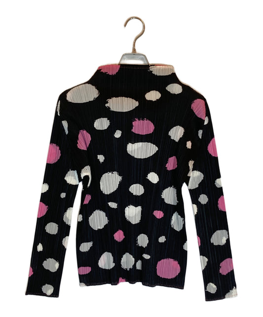 [Pre-owned] PLEATS PLEASE High-Neck Polka-Dot T-Shirt PP01-JK785