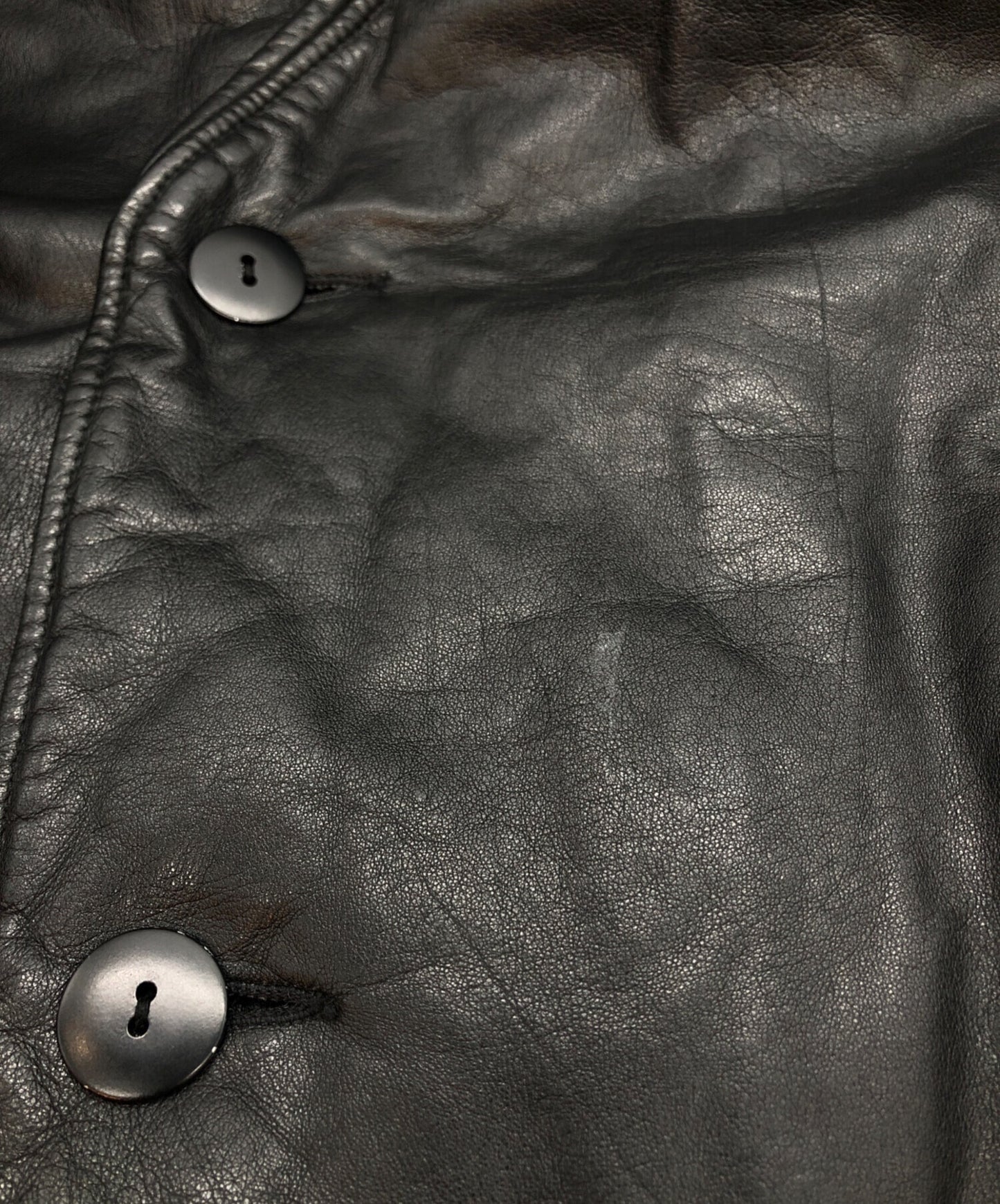 [Pre-owned] ISSEY MIYAKE Collarless Leather Jacket MY63415