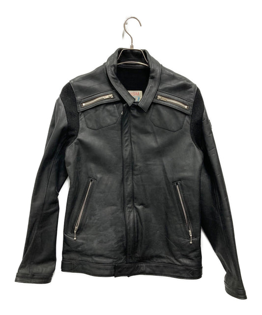 [Pre-owned] UNDERCOVERISM UISM Single Leather Riders Jacket with Knit Arm Switching D4207