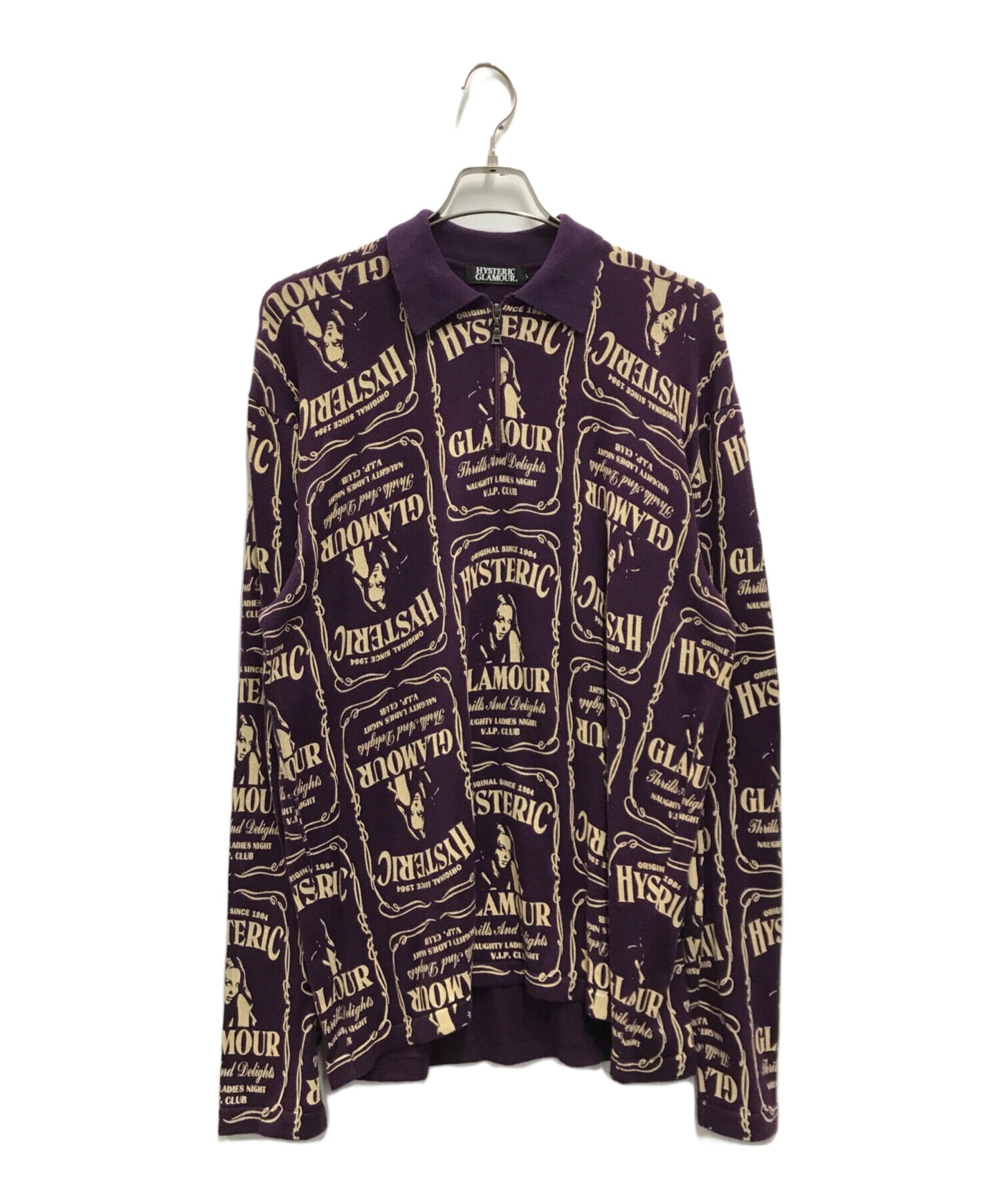 [Pre-owned] Hysteric Glamour WHISKY patterned half-zip polo shirt 02201NH01