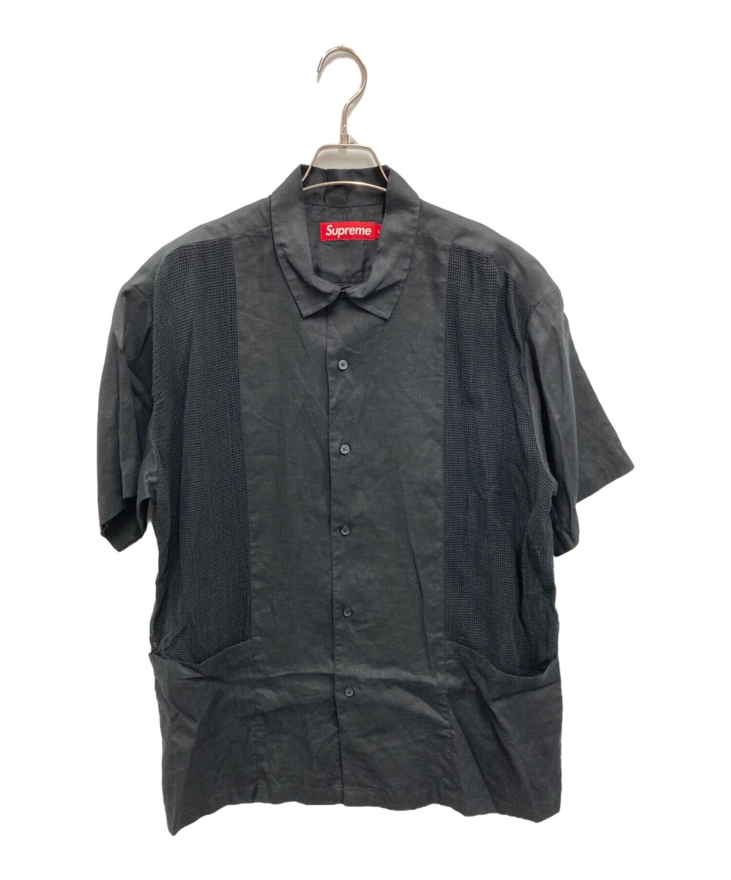 [Pre-owned] SUPREME Mesh Paneled Linen Short Sleeve Shirt