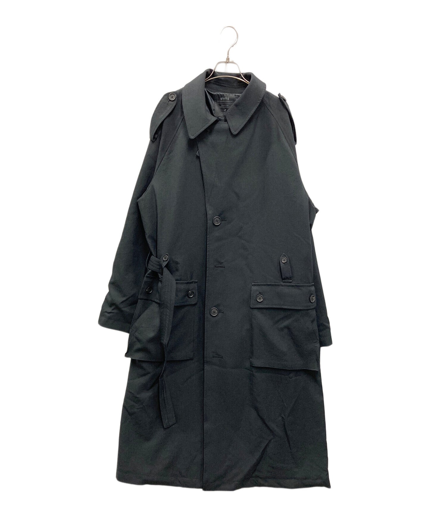 [Pre-owned] s'yte SHIWANOARU POLYESTER STRETCH TWILL BIG TRENCH CARGO POCKET COAT UV-C42-904