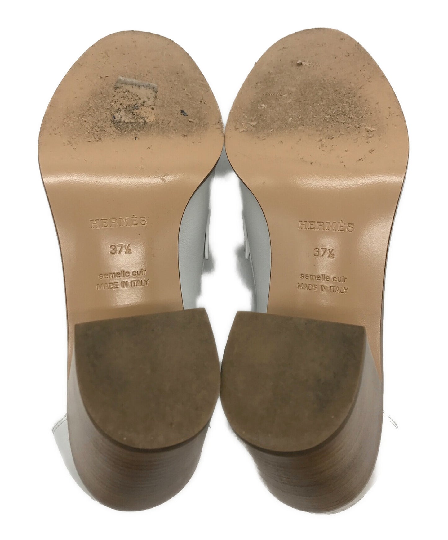 [Pre-owned] HERMES Moccasin Leather Pumps/Tassel Heel Loafers