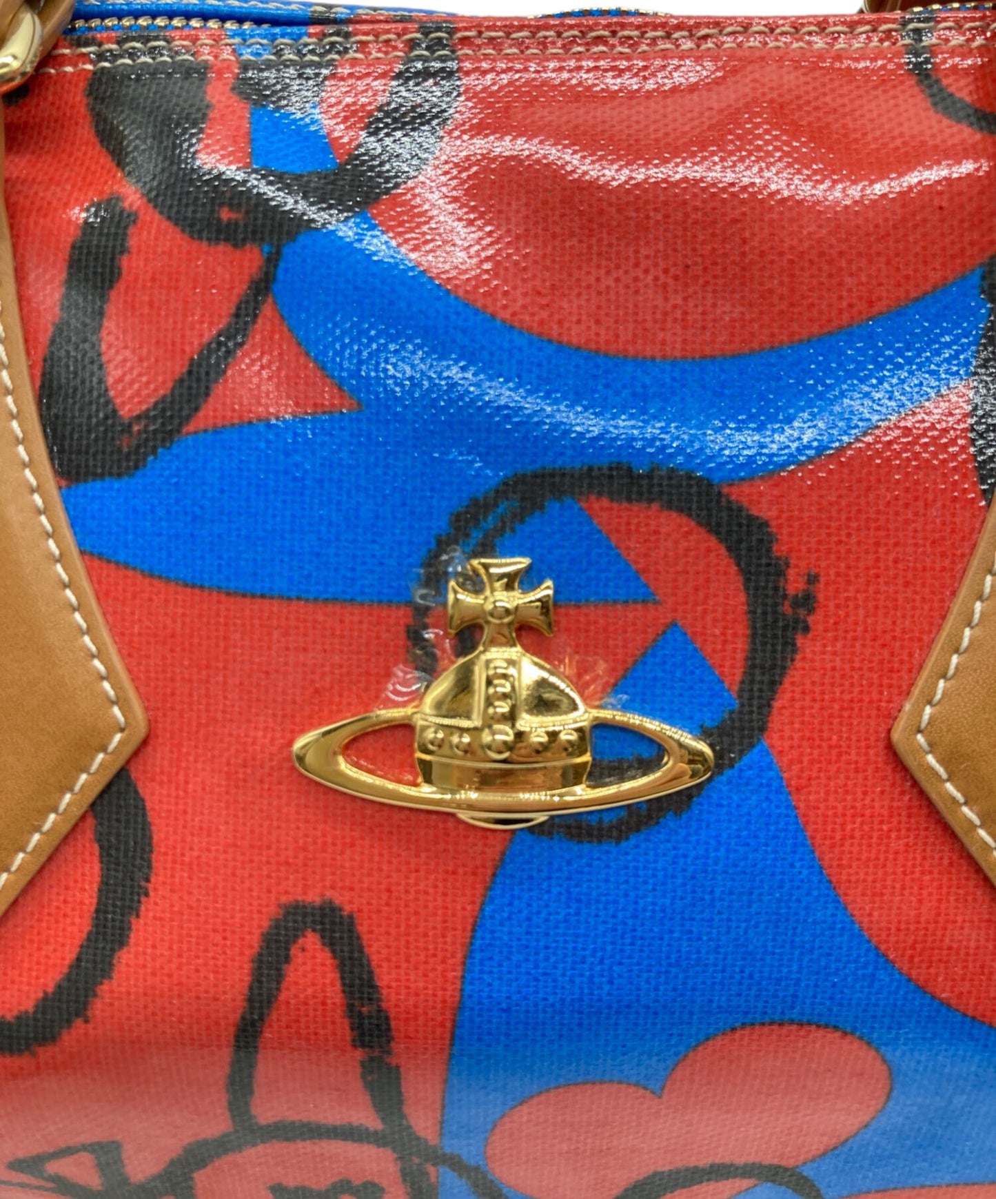 [Pre-owned] Vivienne Westwood Orb-patterned enamel mini Boston bag