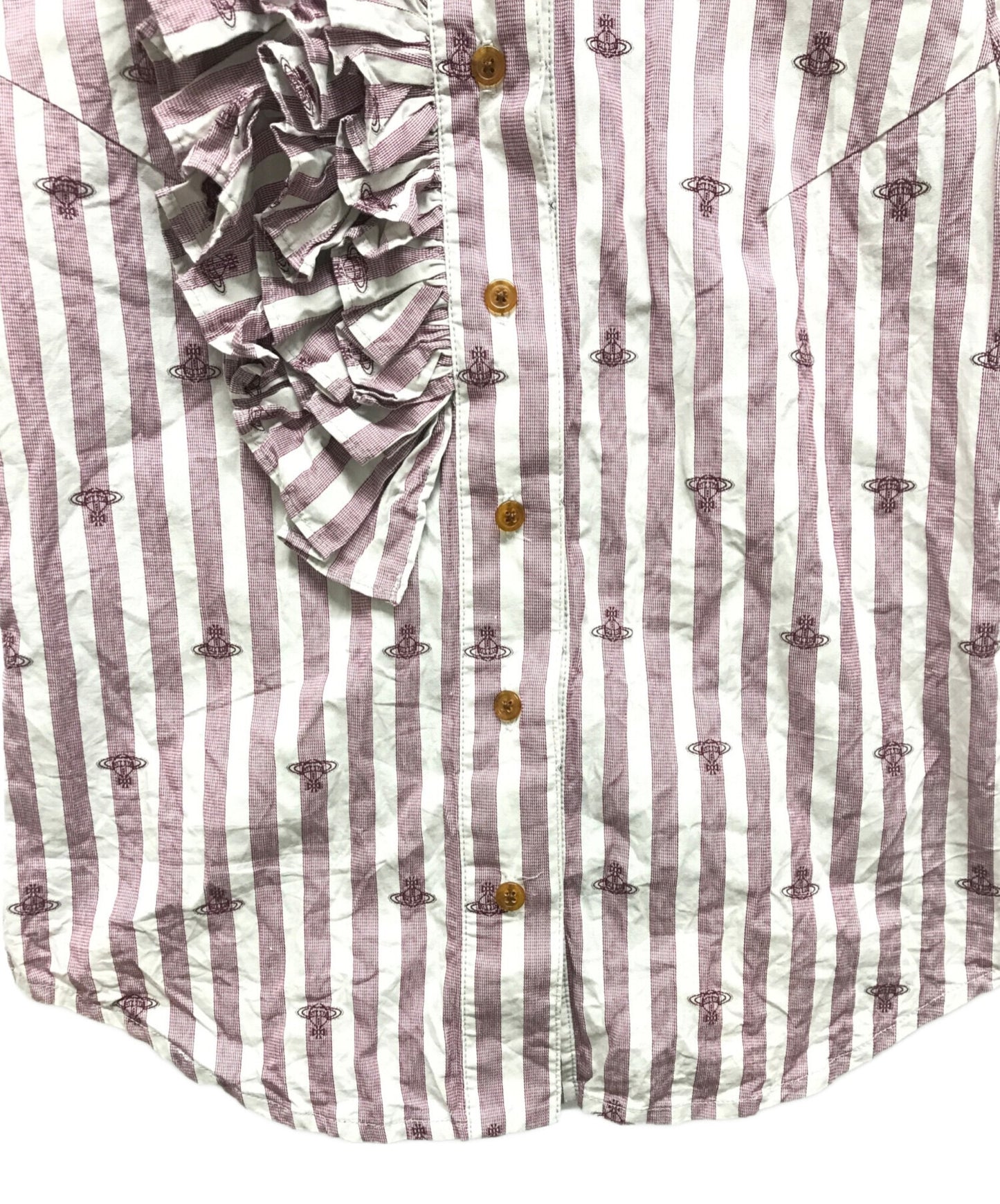 [Pre-owned] Vivienne Westwood RED LABEL Orb-patterned ruffled blouse 16-03-871004