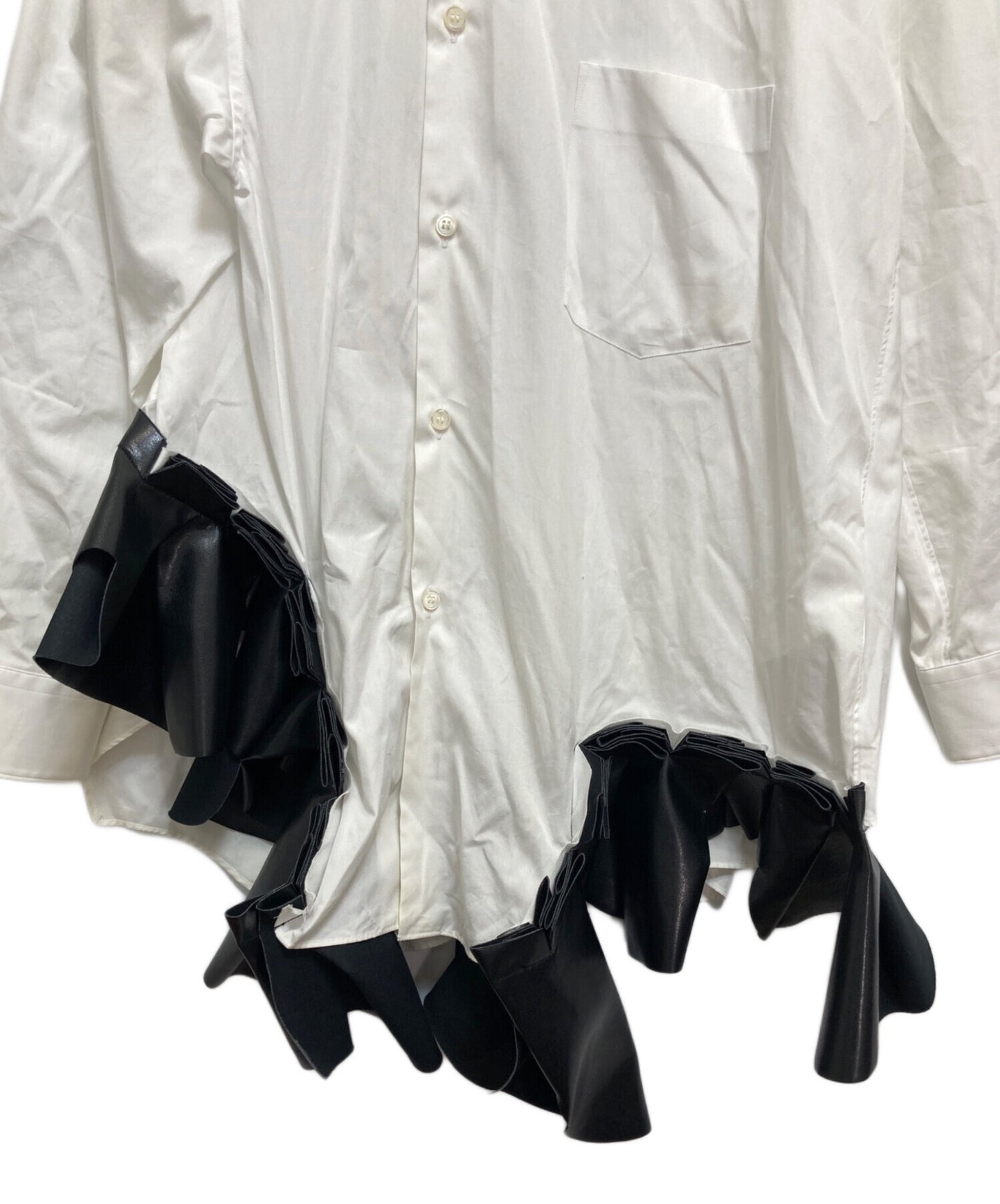 [Pre-owned] COMME des GARCONS Faux leather ruffle design shirt GN-B010